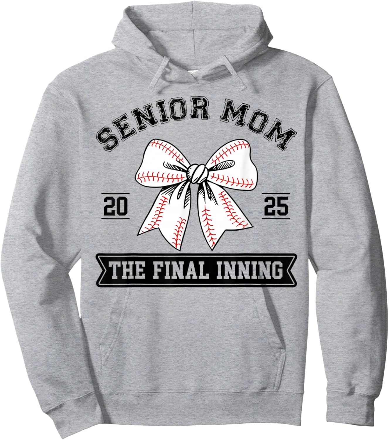 Baseball Senior Mom 2025 The Final Inning Coquette Bow Mom Hoodie - Hoodie | Ash