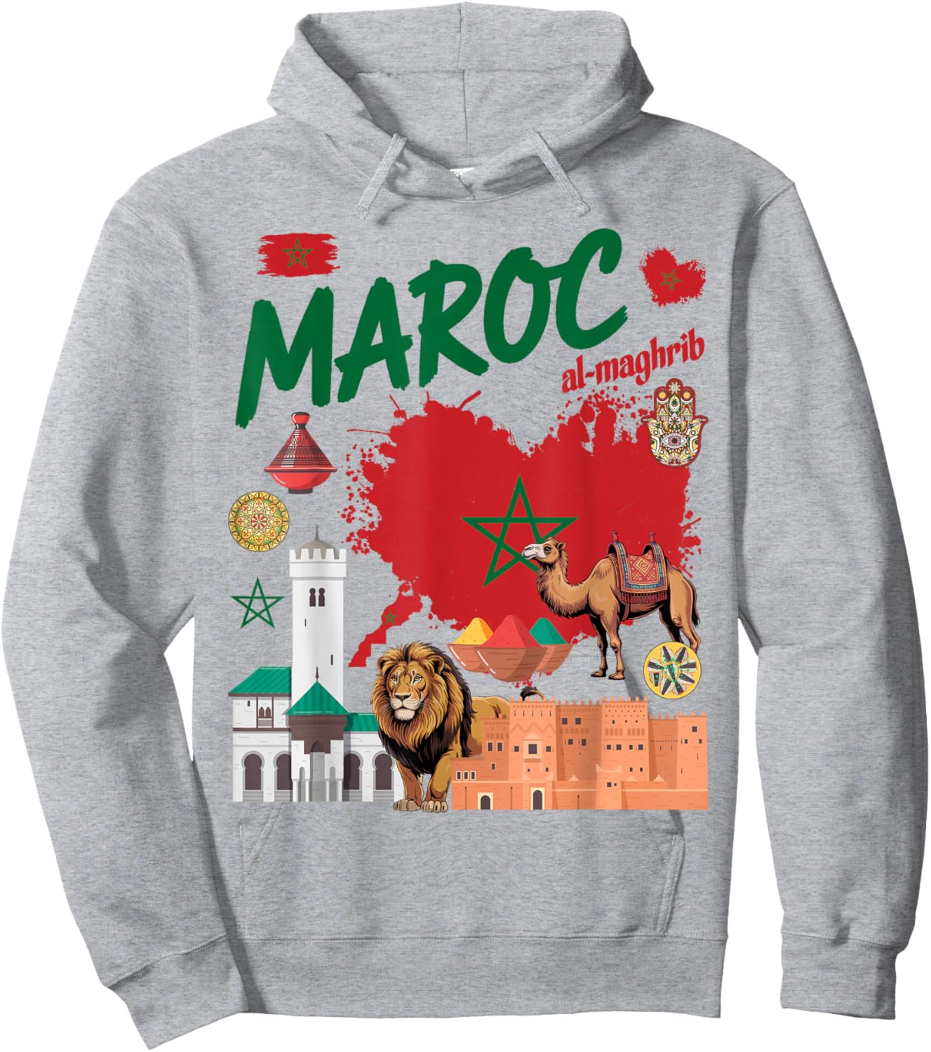 Moroccan Flag Outfit Idea on the Theme of Moroccan Culture Hoodie - Hoodie | Ash