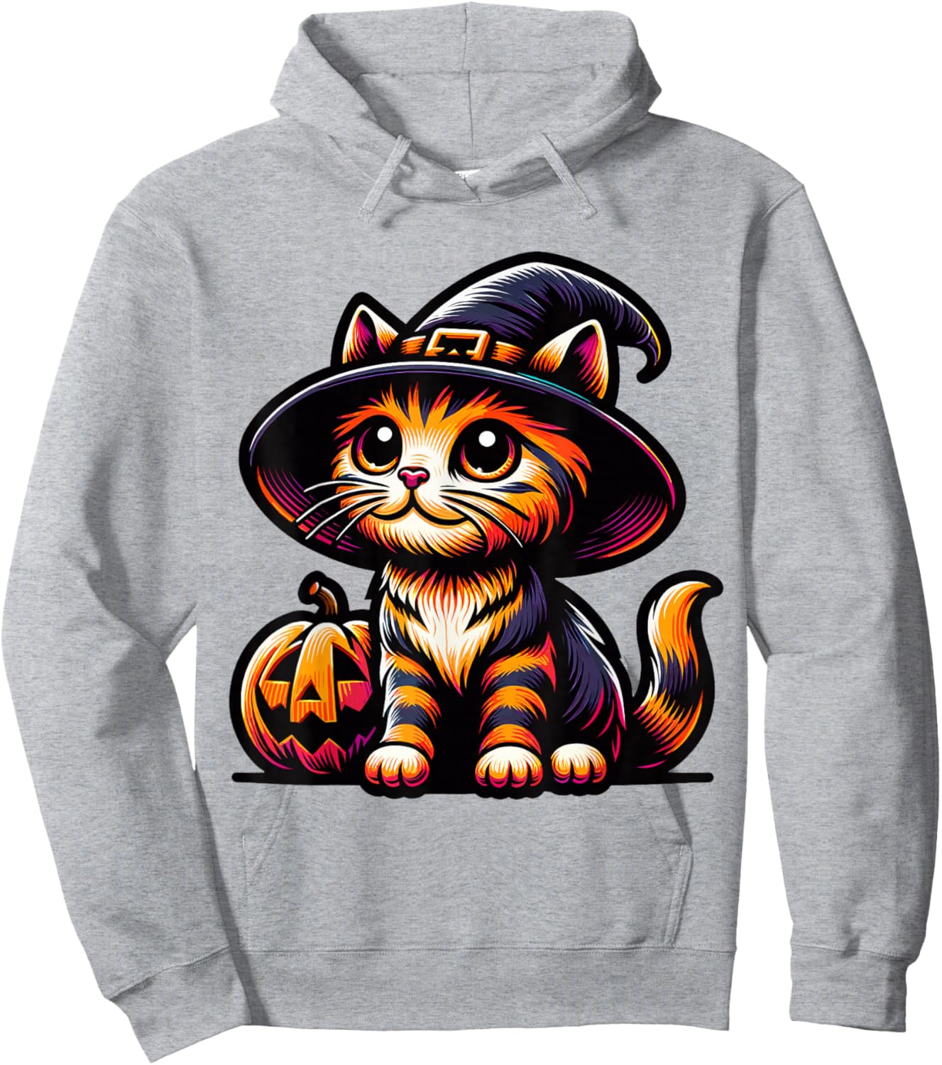 Halloween Cat Funny Fall Pumpkin Cat Lover Cute Hoodie - Hoodie | Ash