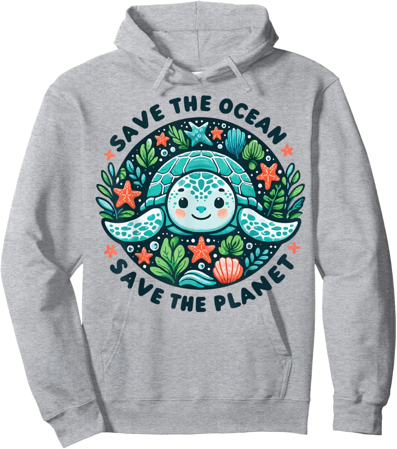 Save The Ocean Save The Planet Cute Sea Turtle Hoodie - Hoodie | Ash