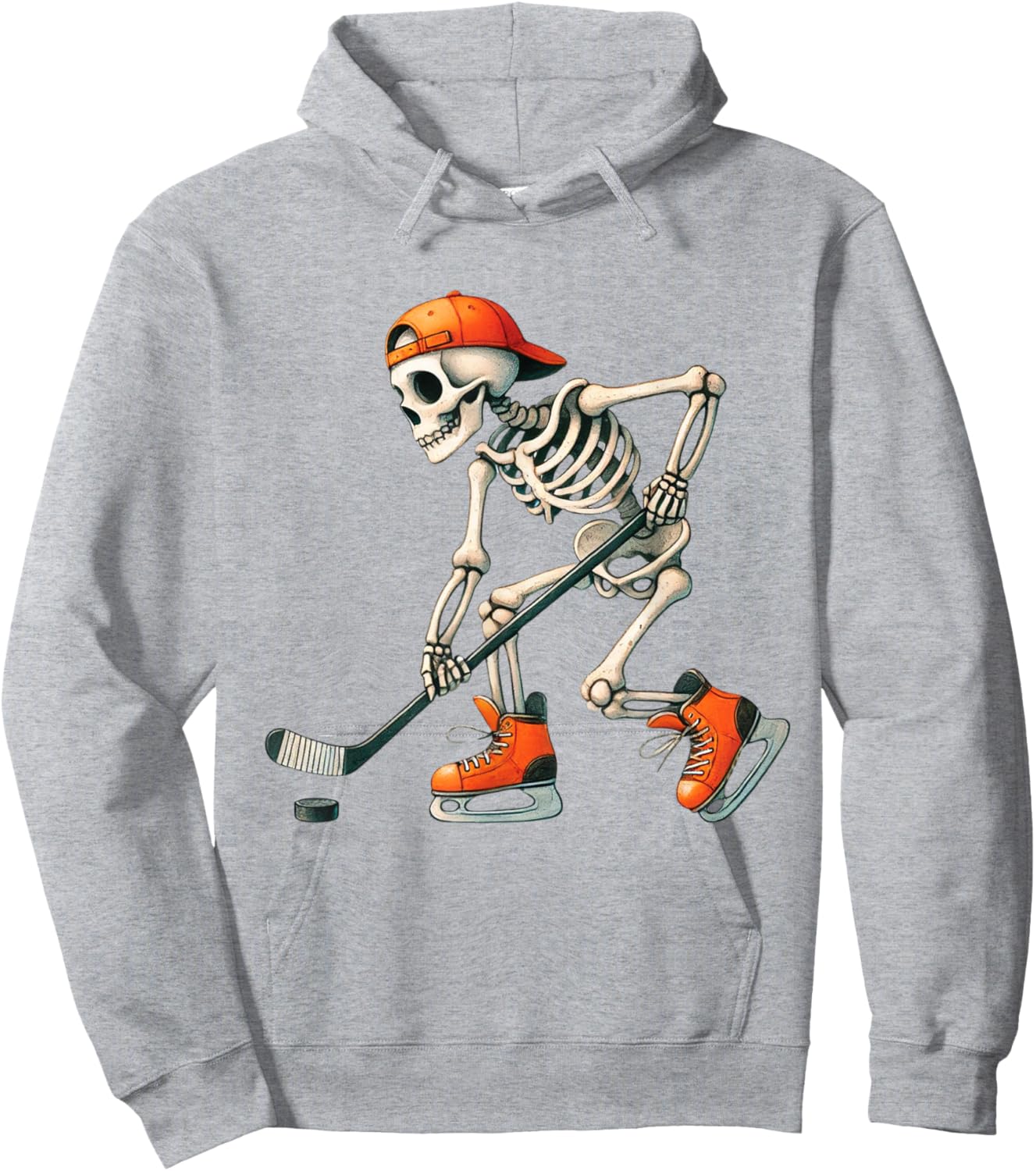 Skeleton Ice Hockey Halloween Costume Men Boys Kids Hoodie - Hoodie | Ash