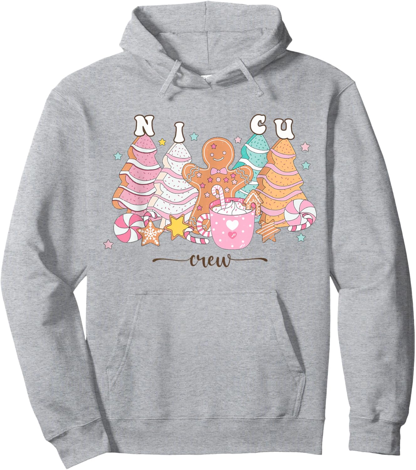 NICU Nurse Xmas Gingerbread Neonatal Intensive Care Unit Hoodie - Hoodie | Ash