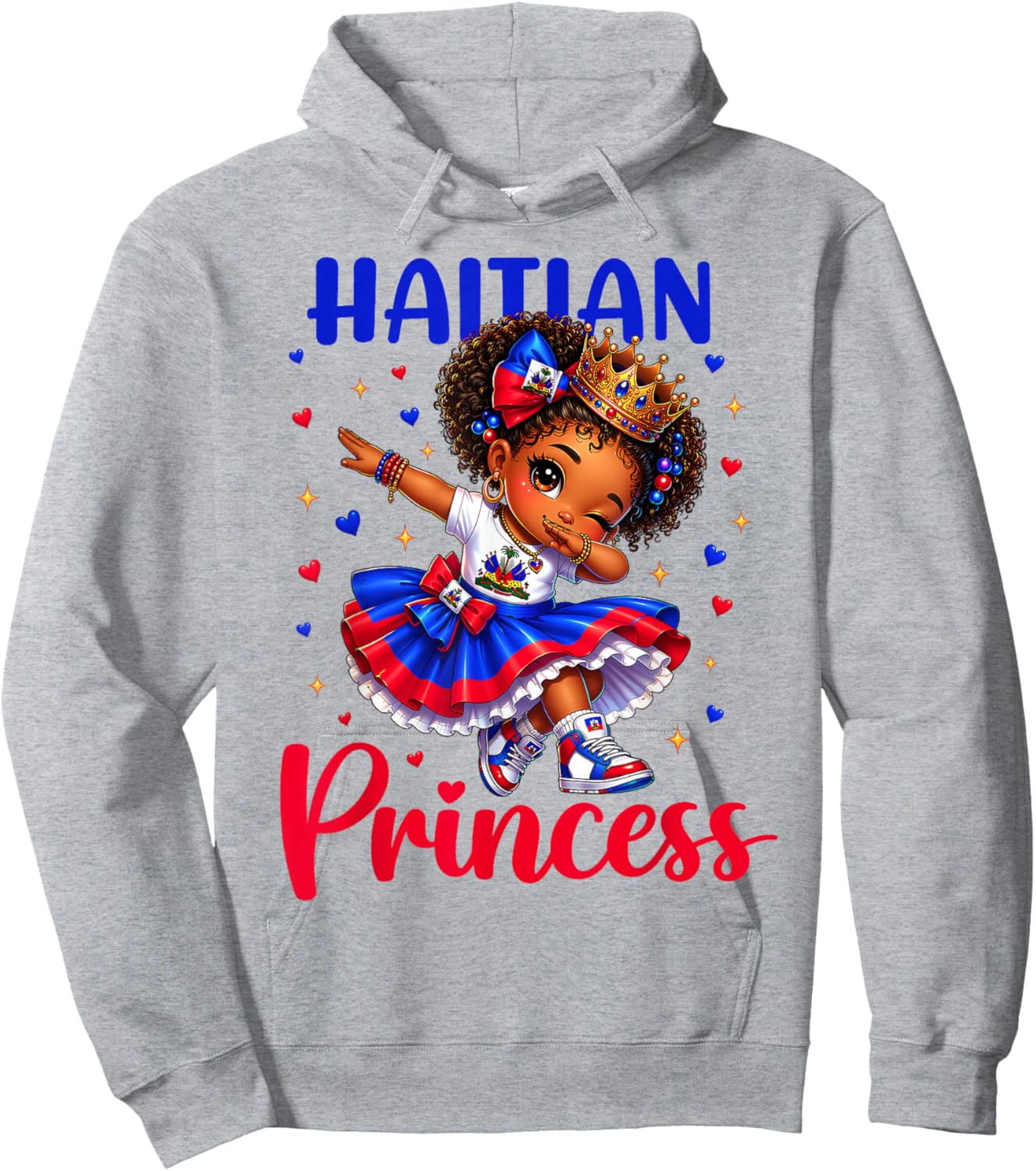 Haitian Princess Haiti Flag Melanin for Black Girls Kids Hoodie - Hoodie | Ash