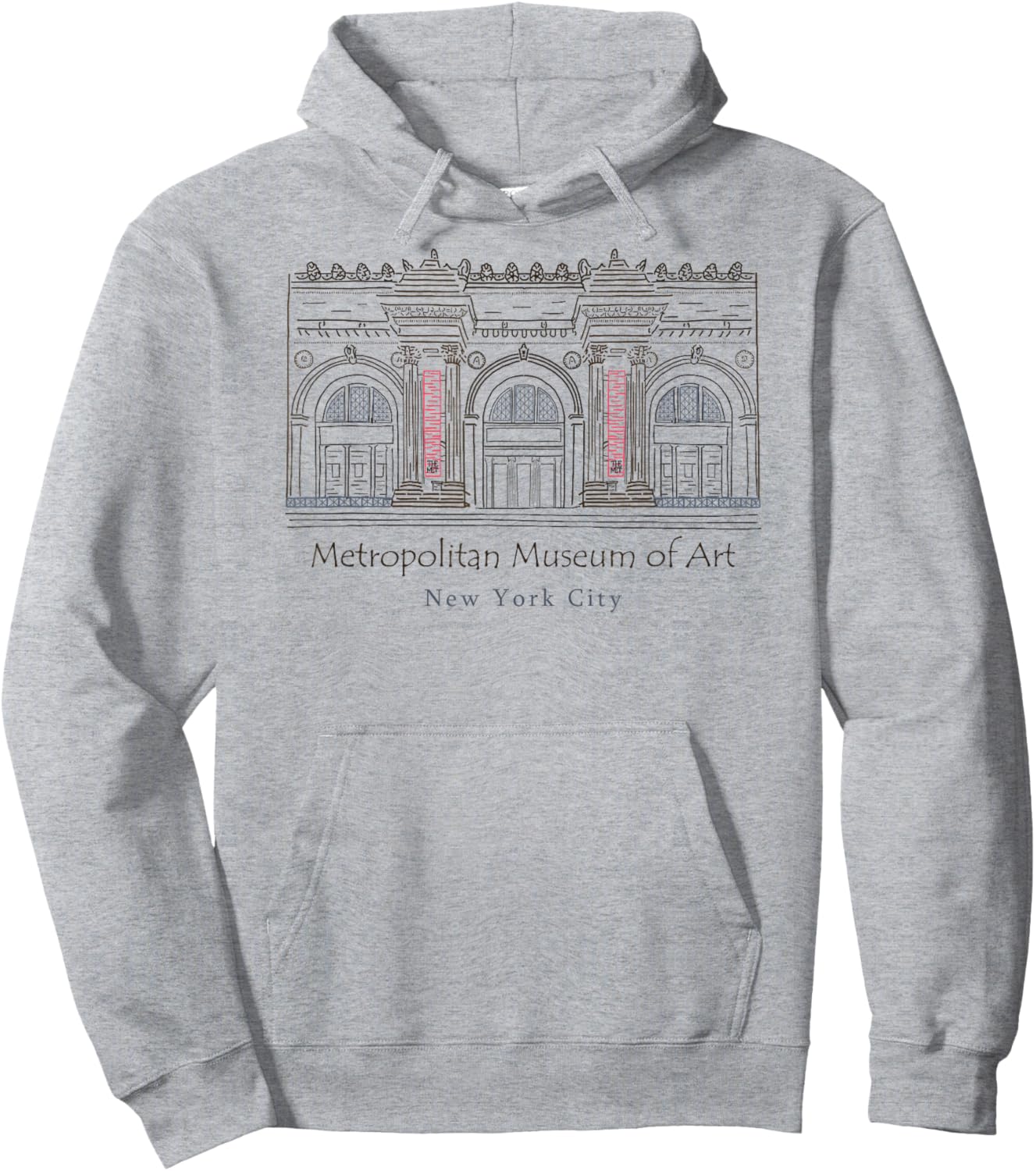 New York City, Metropolitan Museum of Art, USA, Hand drawing Hoodie - Hoodie | Ash