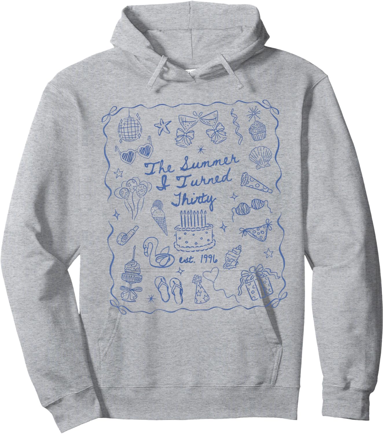 Summer I Turned Thirty Coquette Bow Coastal 30th Birthday Hoodie - Hoodie | Ash