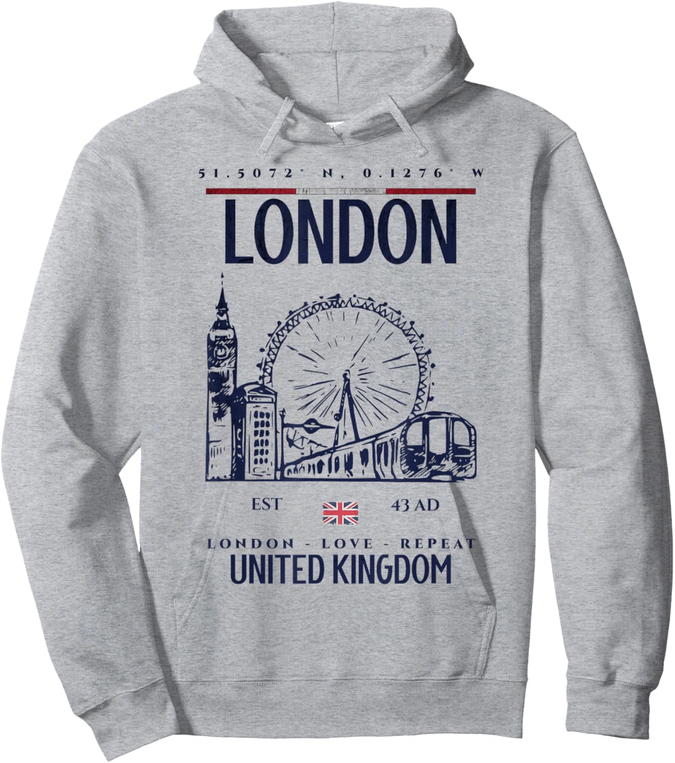 Londres Voyage Royaume-Uni Vintage Hoodie - Hoodie | Ash
