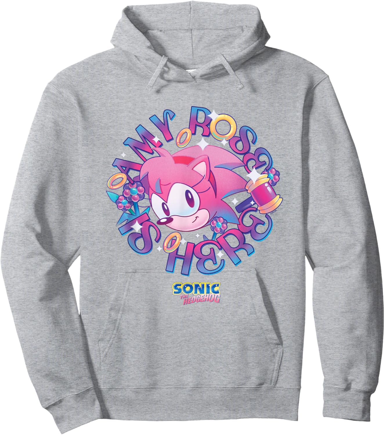 Sonic The Hedgehog Amy Rose Is Here Vintage Face Portrait Hoodie - Hoodie | Ash