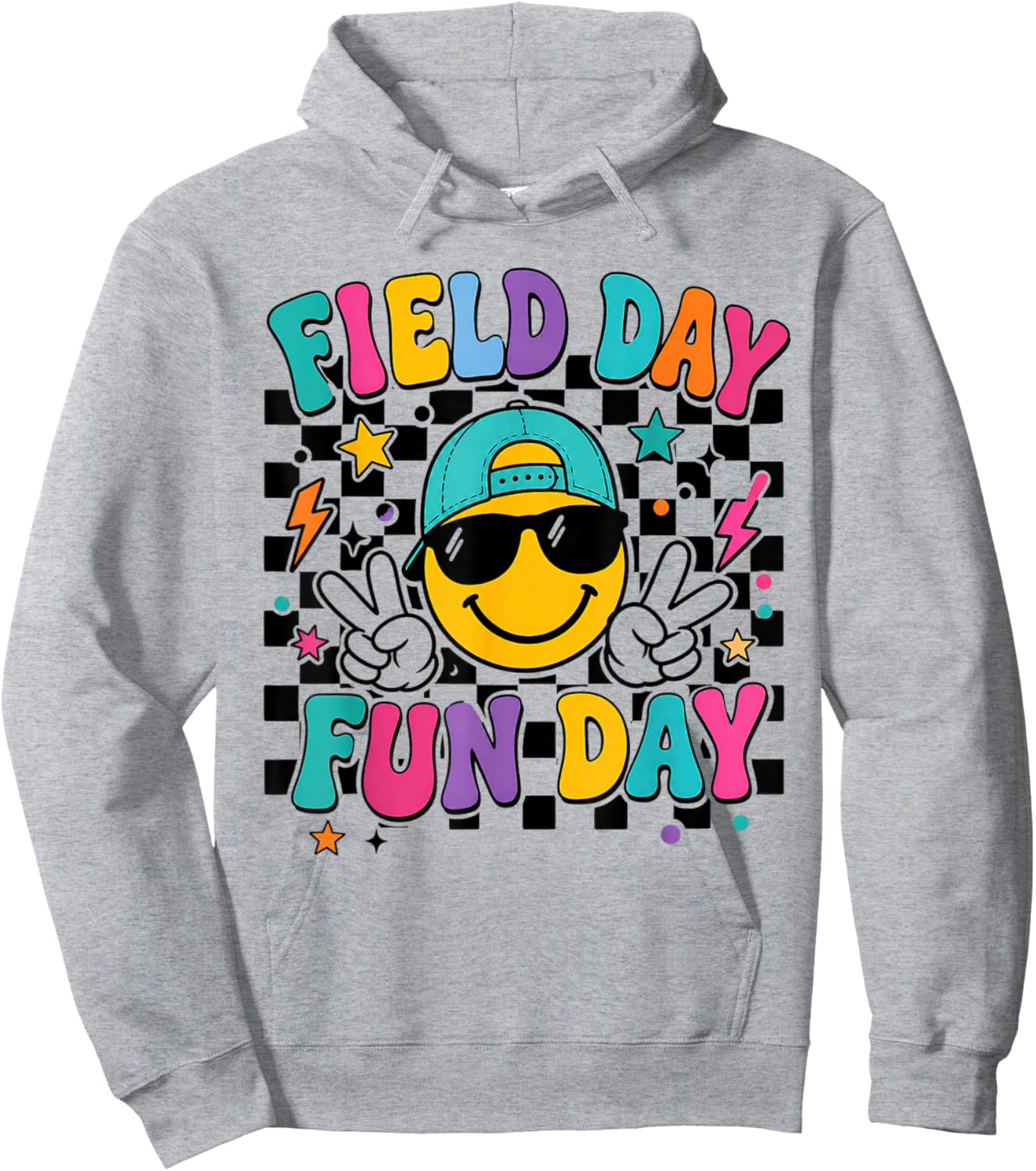 Field Day Fun Day Smile Face Teacher Kids Field Day 2026 Hoodie - Hoodie | Ash