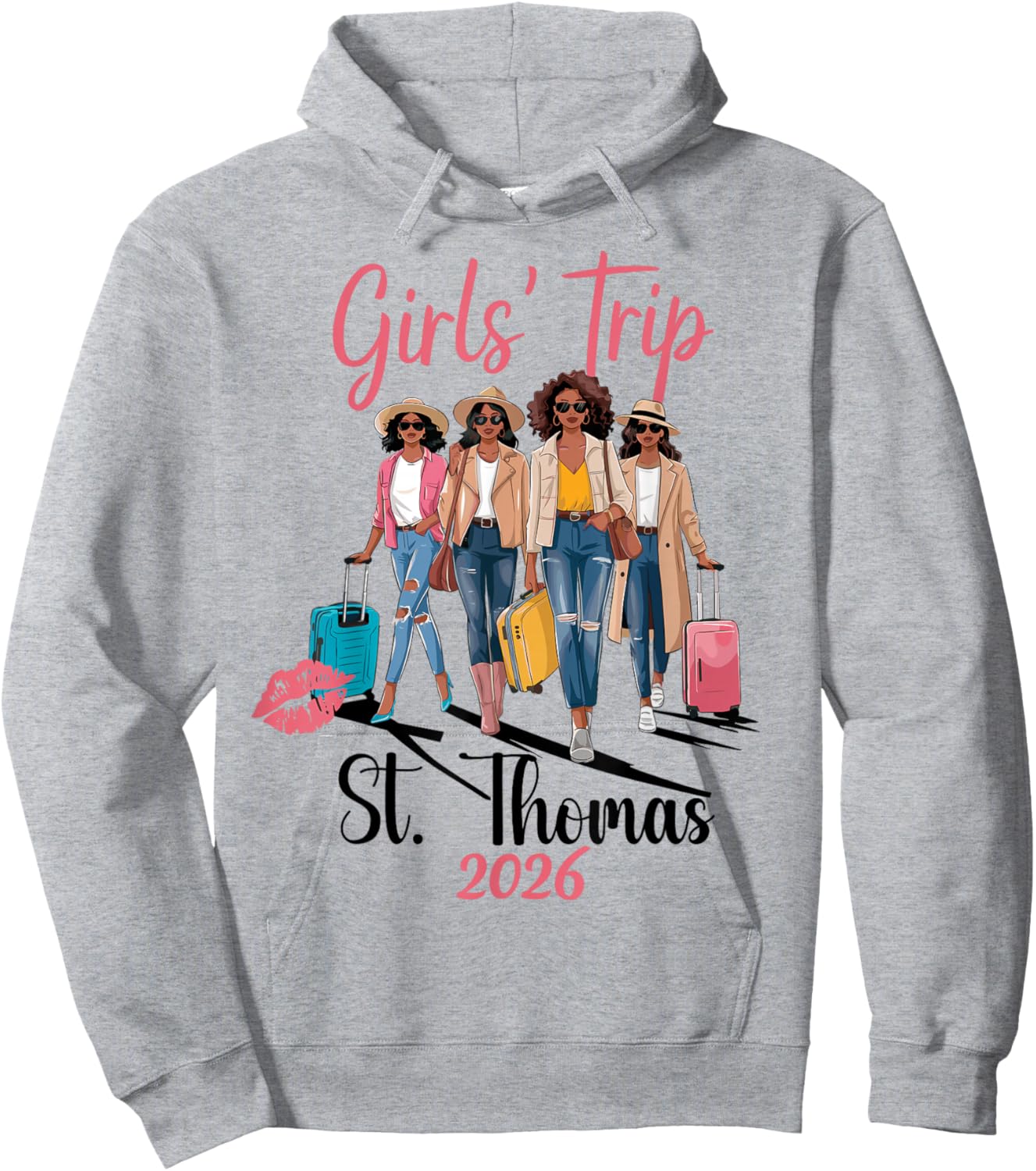 Black Girls Trip St Thomas 2026 Vacation Birthday Melanin Hoodie - Hoodie | Ash