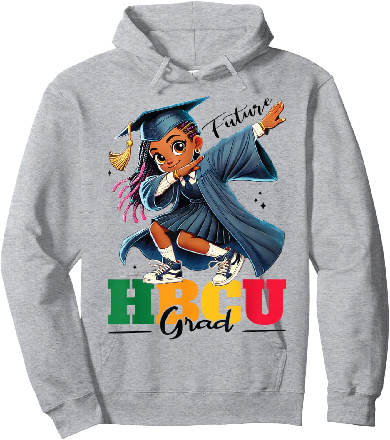 Future HBCU Grad kids Black Girl Afro Black History Month Hoodie - Hoodie | Ash