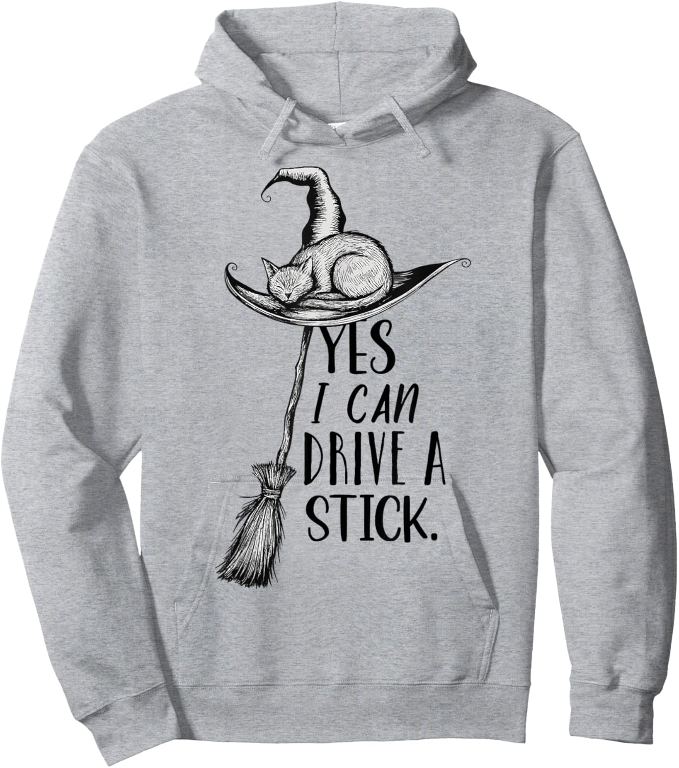Yes I Can Drive A Stick Funny Halloween Spooky Witch Hoodie - Hoodie | Ash