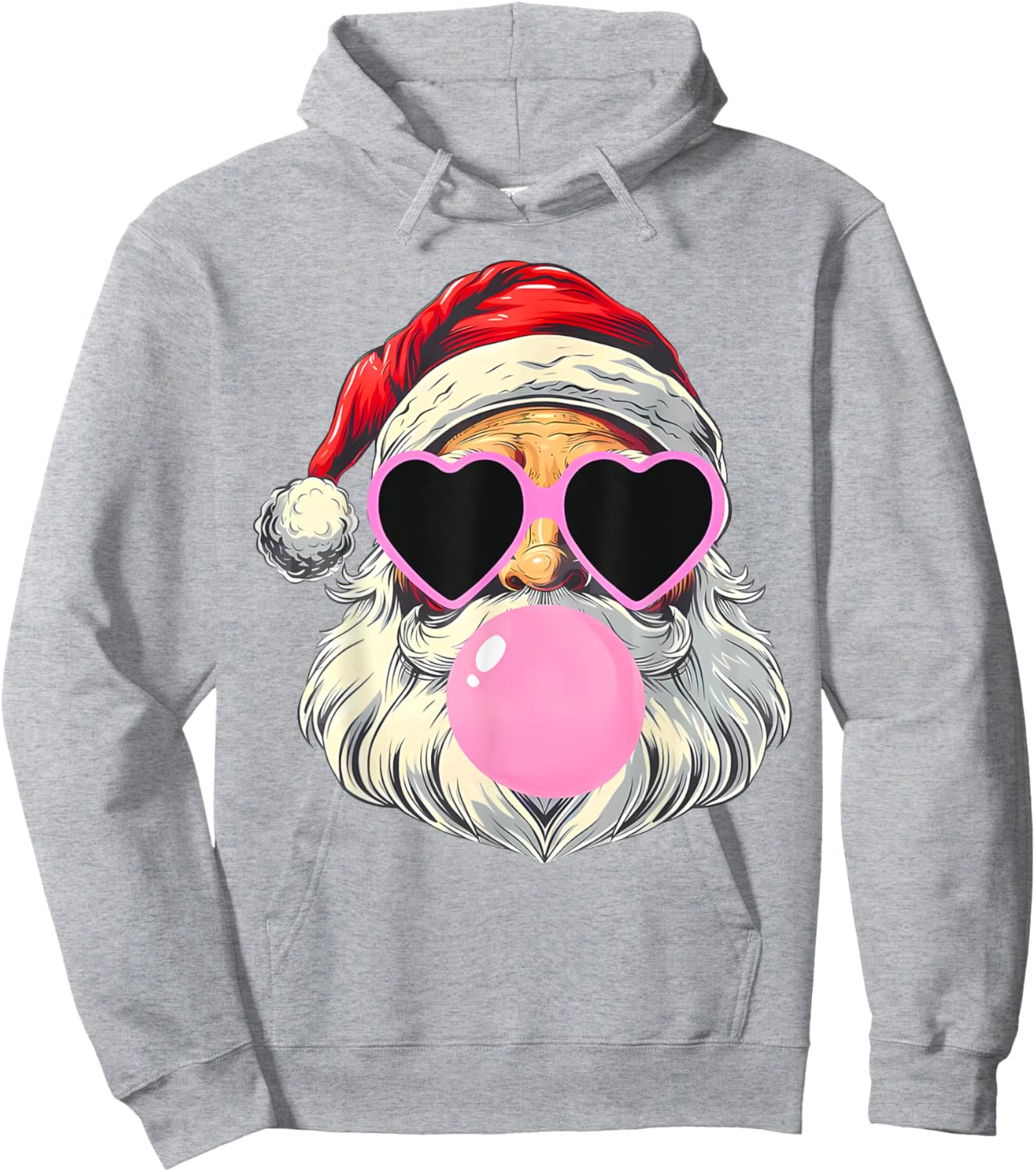 Santa Claus Blowing Bubble Gum Pink Sunglasses Christmas Hoodie - Hoodie | Ash
