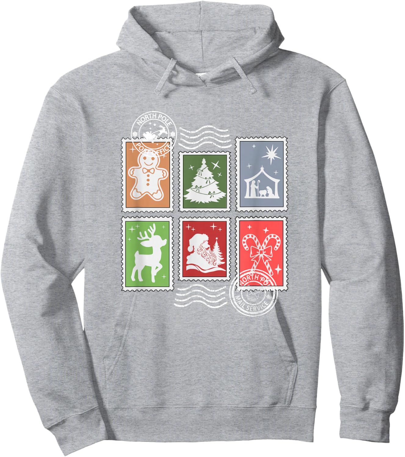 Classic Postage Stamps Christmas Mail Hoodie - Hoodie | Ash