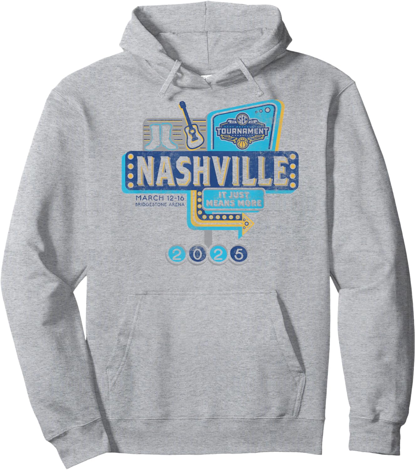 SEC Men's Basketball Tournament 2025 Vintage Nashville White Hoodie - Hoodie | Ash