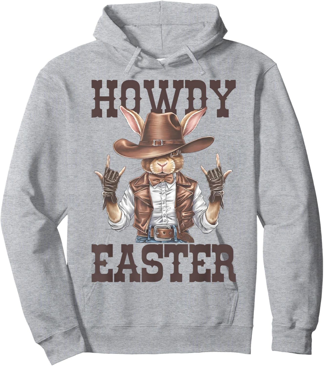 Howdy Easter Funny Cowboy Bunny Happy Easter Western Boy Kid Hoodie - Hoodie | Ash