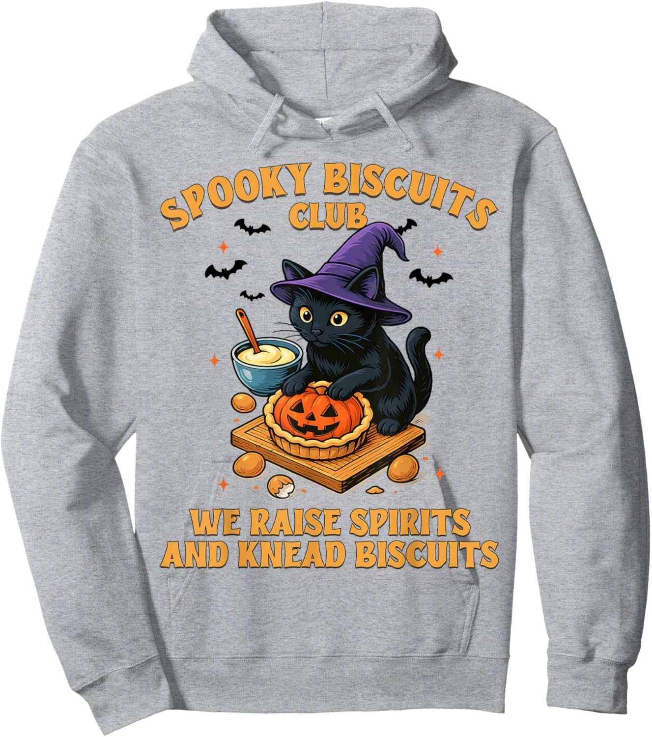 Spooky Biscuits Club Cat, Funny Halloween Baking Men Women Hoodie - Hoodie | Ash