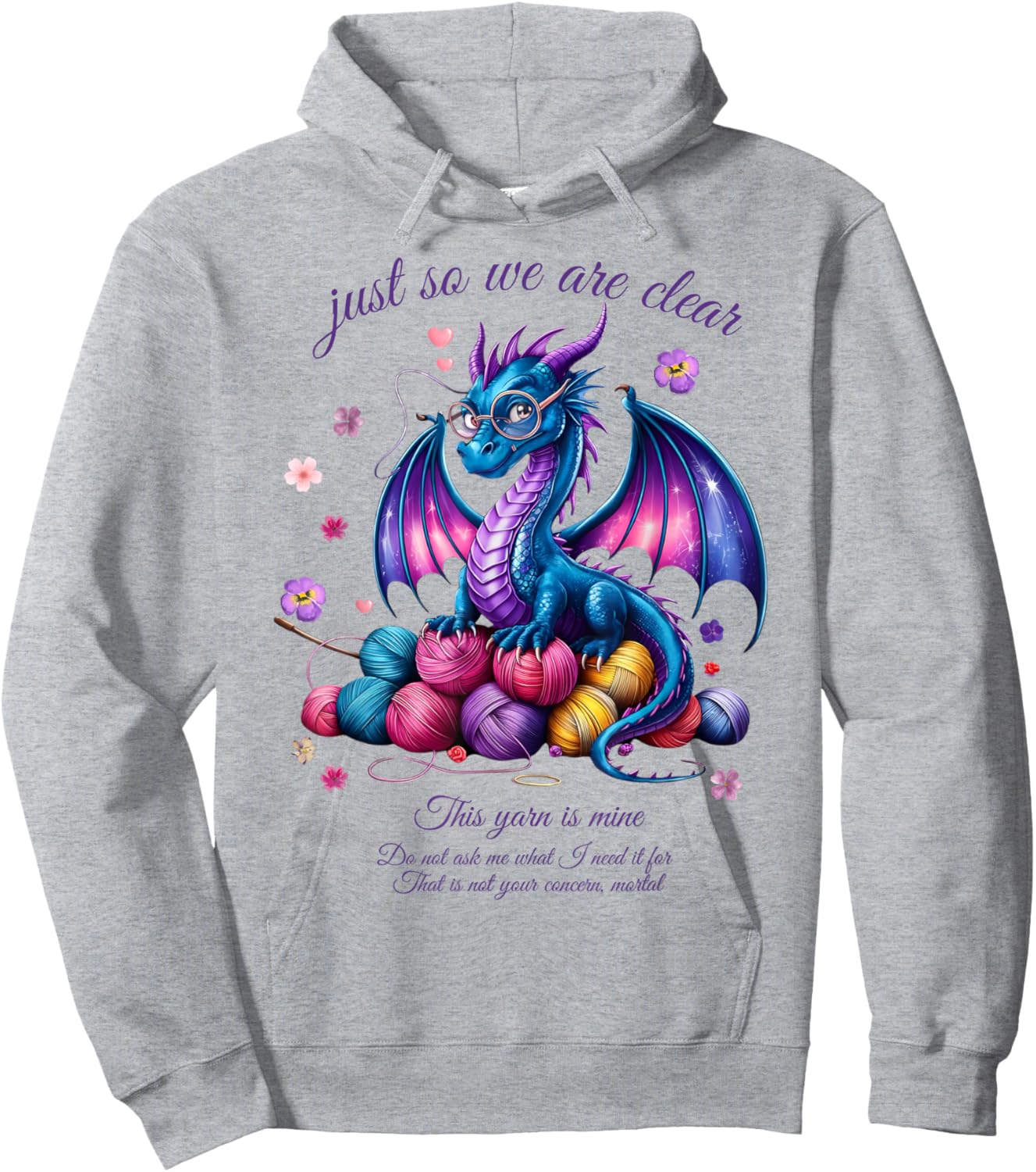 Colorful Dragon Yarn Eggs Funny Knitting Hobby Humor Hoodie - Hoodie | Ash