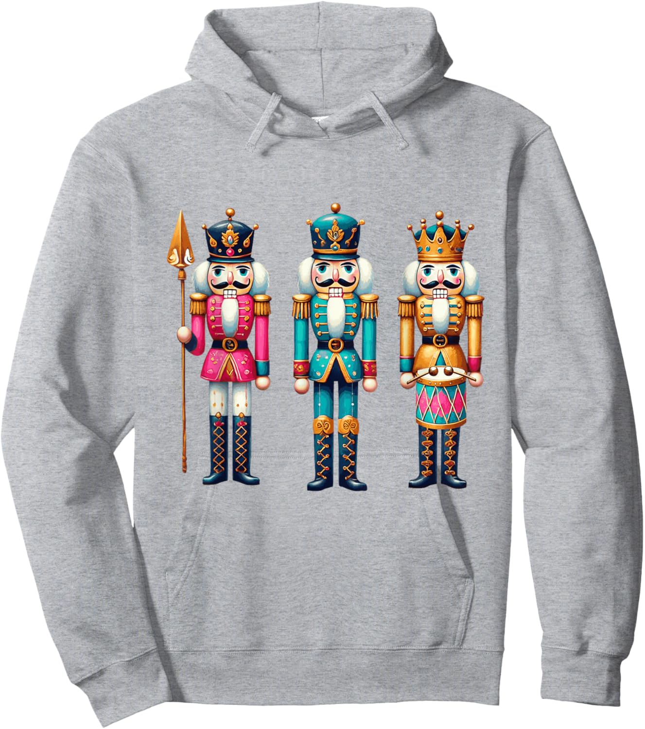 Nutcracker Squad Holiday Christmas Xmas Pajamas Women Kids Hoodie - Hoodie | Ash