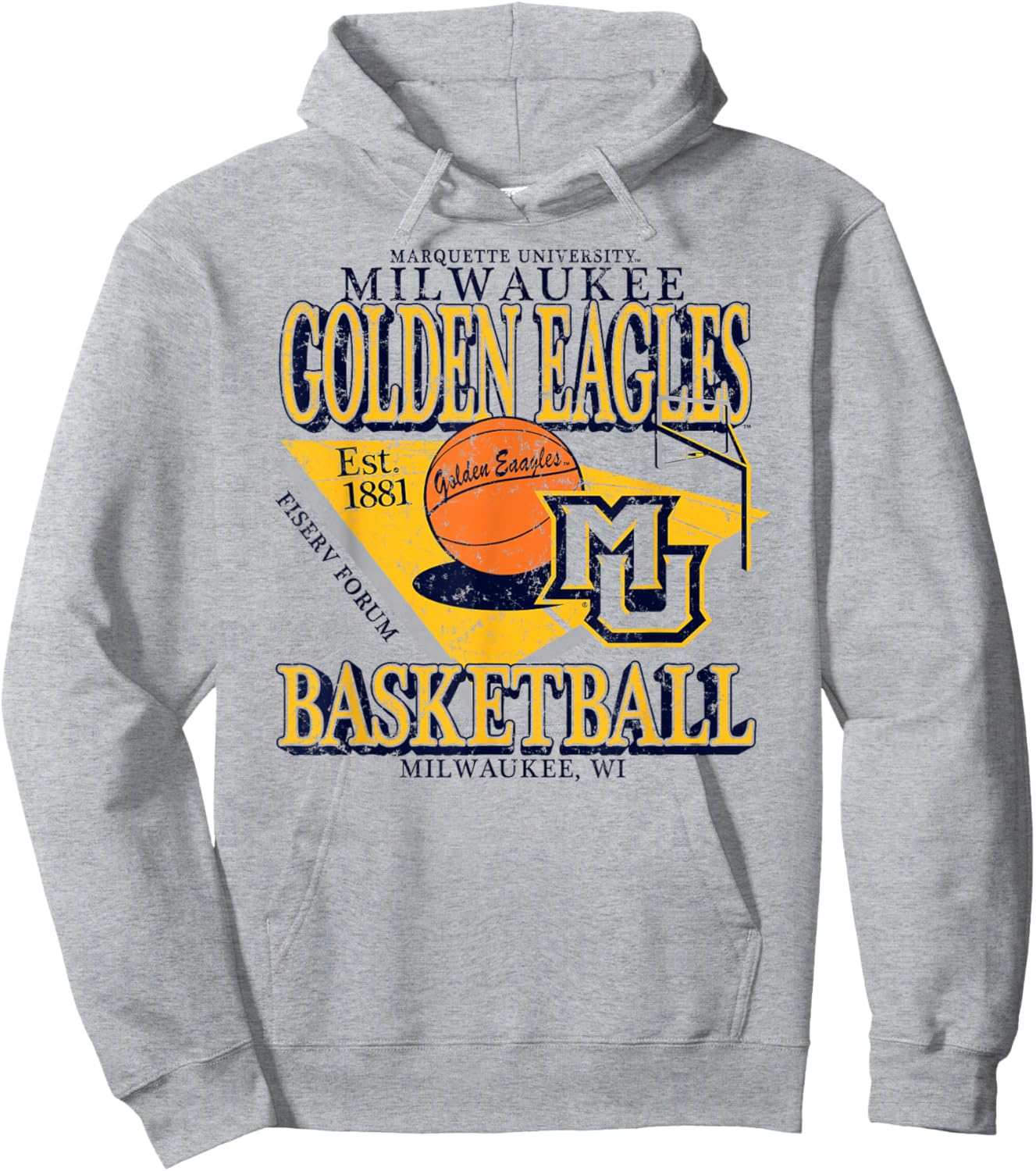 Marquette Golden Eagles Basketball Vintage Milwaukee White Hoodie - Hoodie | Ash