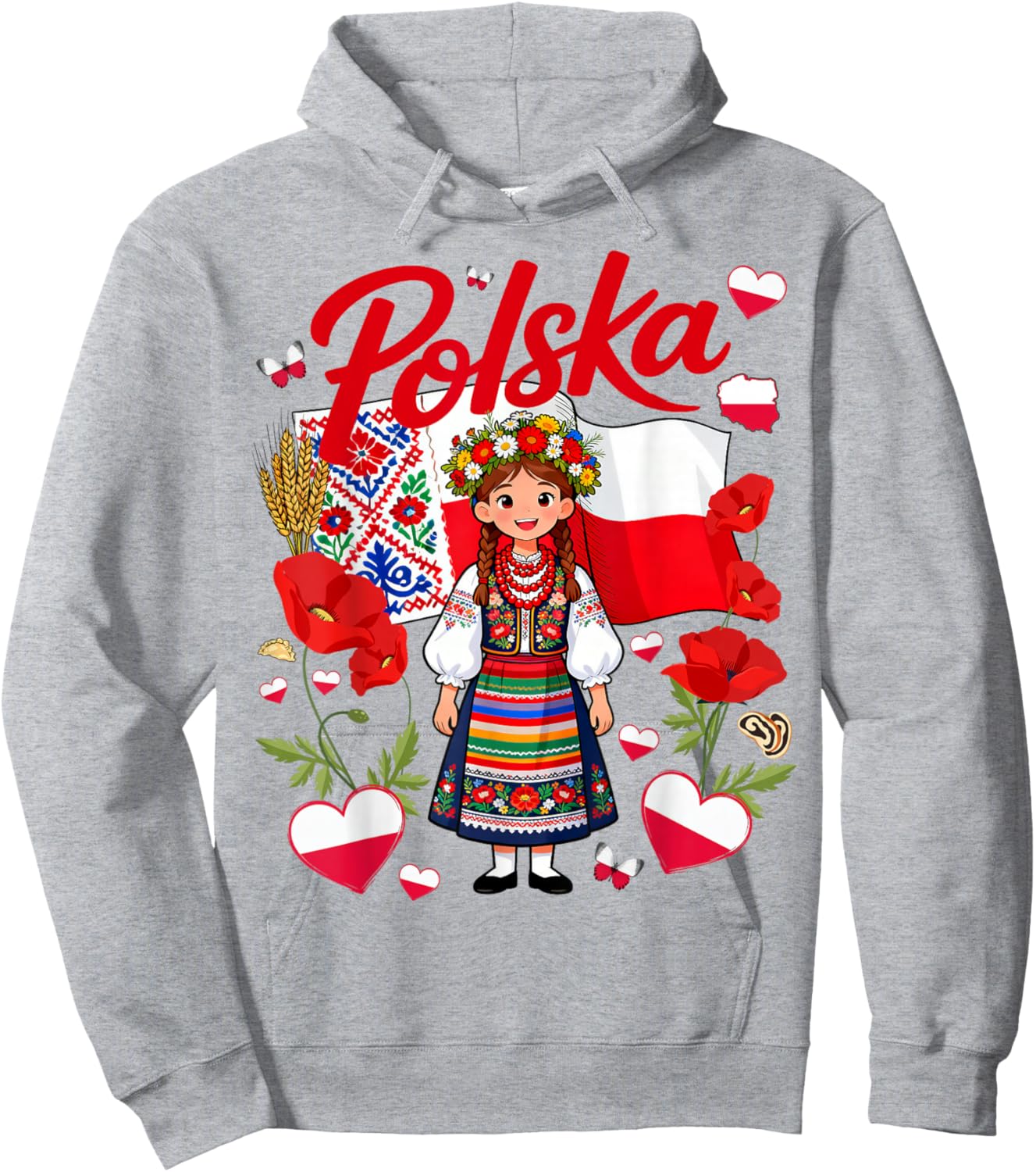 Polska Polish Flag Outfit Idea Poland Folk Themed Hoodie - Hoodie | Ash
