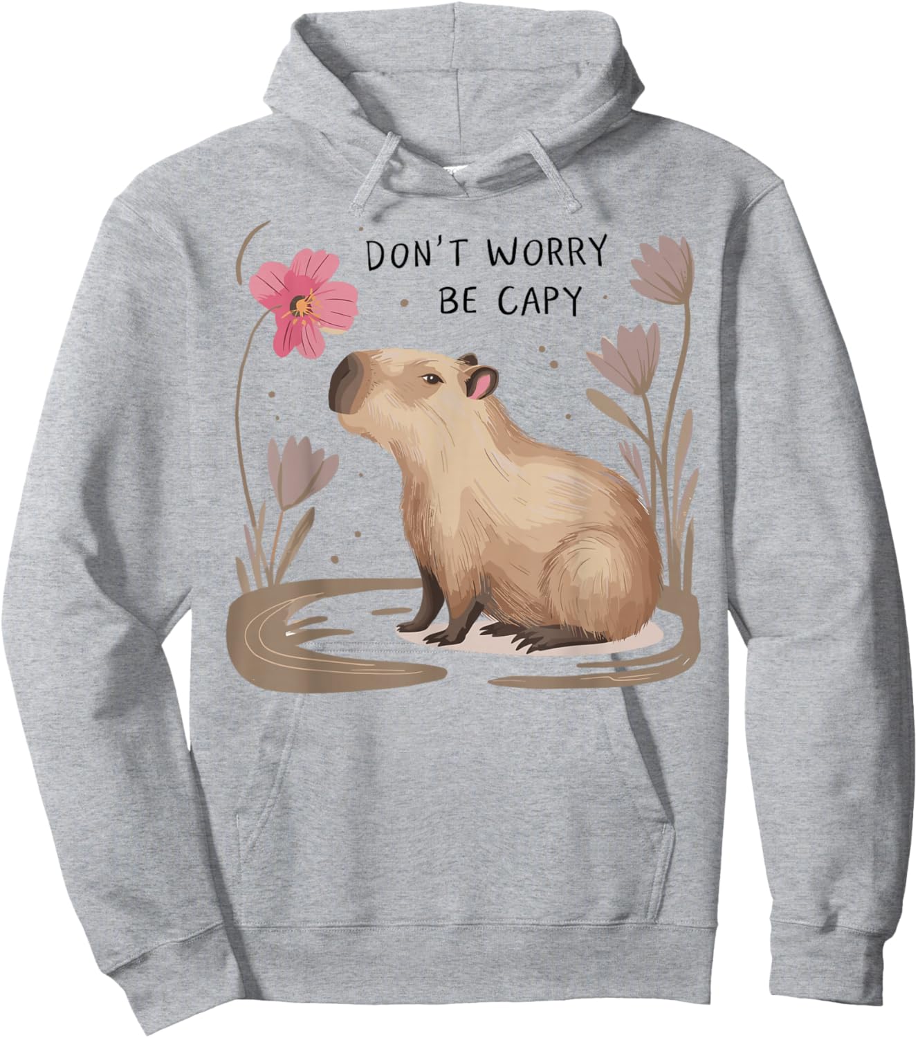 Cute Dont Worry Be Capy Capybara Girls Boys Kids Youth Women Hoodie - Hoodie | Ash