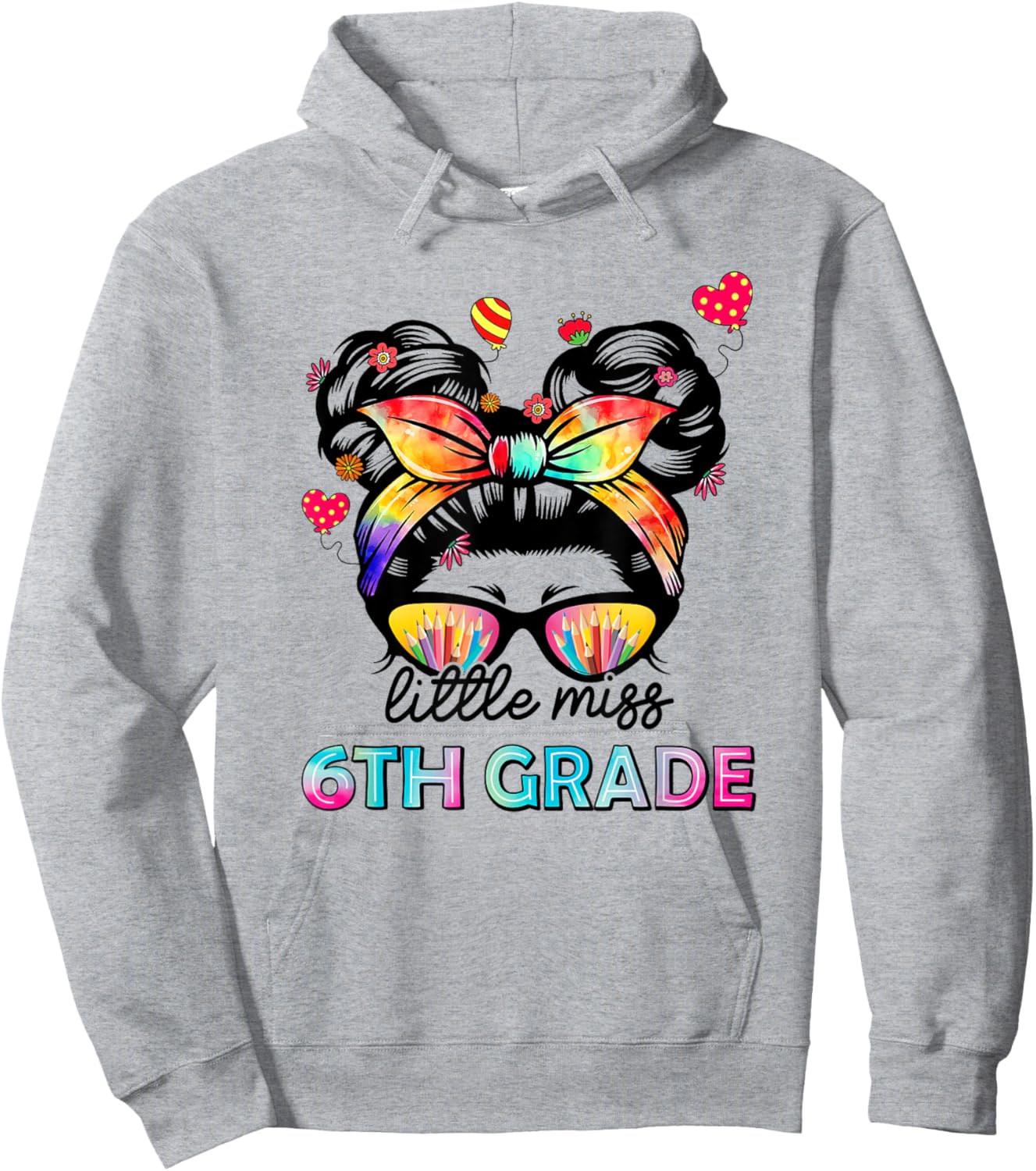 Little Miss Sixth Grade Back To School 6th Grade Girls Hoodie - Hoodie | Ash