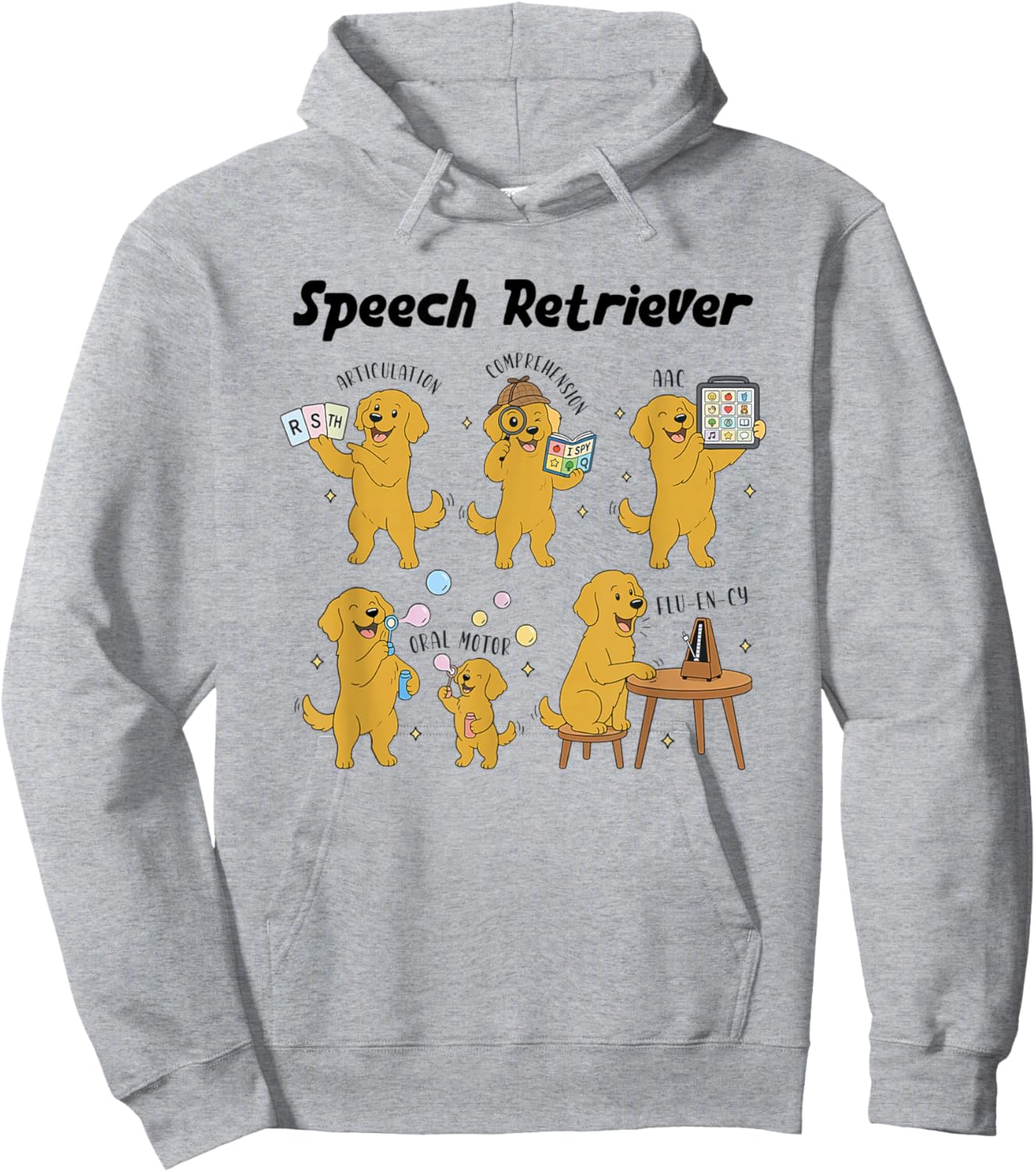 Women Funny Speech Therapy SLP 'Speech Retriever' Dog Hoodie - Hoodie | Ash