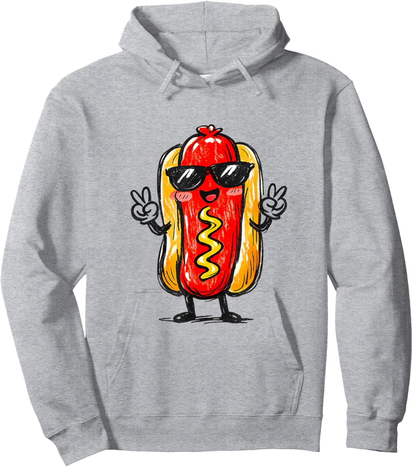 Hotdog Kawaii Sketch Hot Dogs Lover Food Teen Toddler Kid Hoodie - Hoodie | Ash