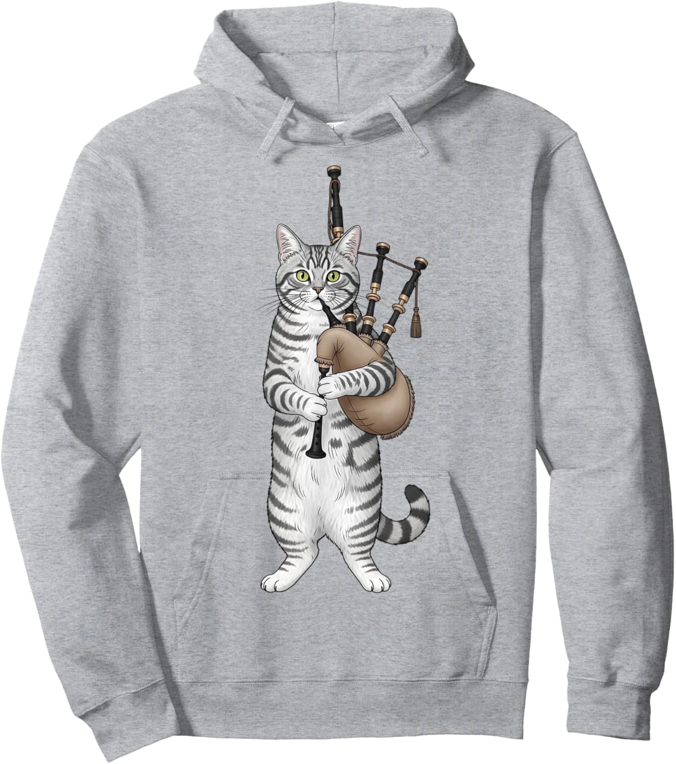 Funny Cat Playing Bagpipes Men Women Kids Boys Bagpipe Hoodie - Hoodie | Ash