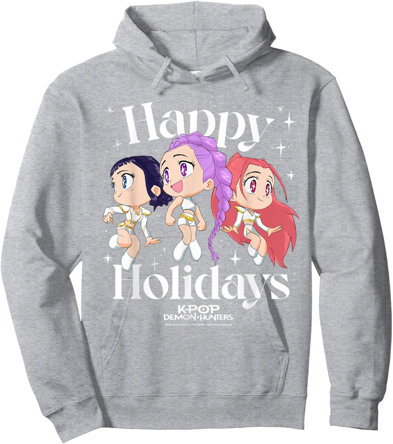 Kpop Demon Hunters Huntrix Group Happy Holidays Hoodie - Hoodie | Ash