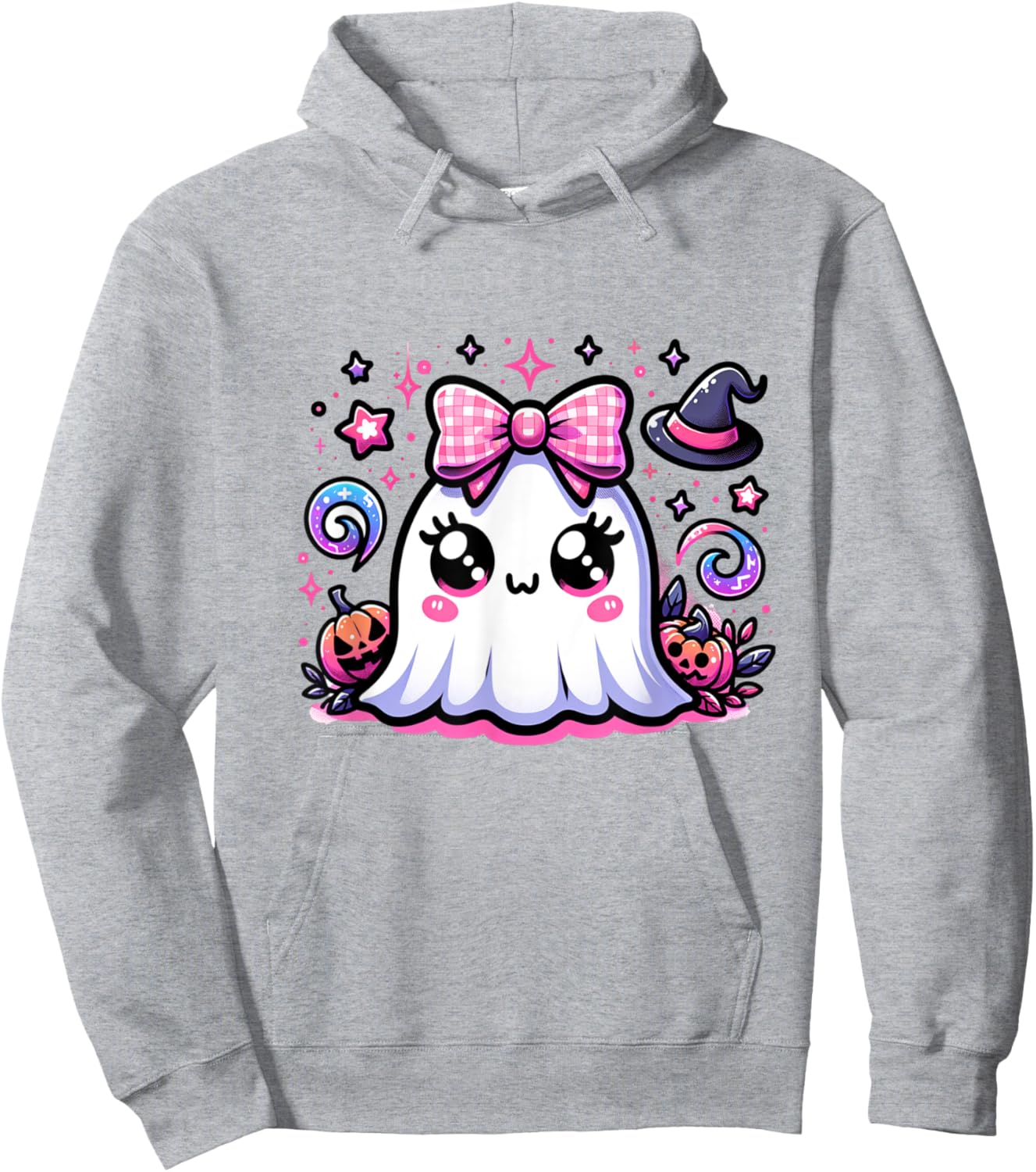 Halloween coquette pink bows and cute boojee ghost girls Hoodie - Hoodie | Ash