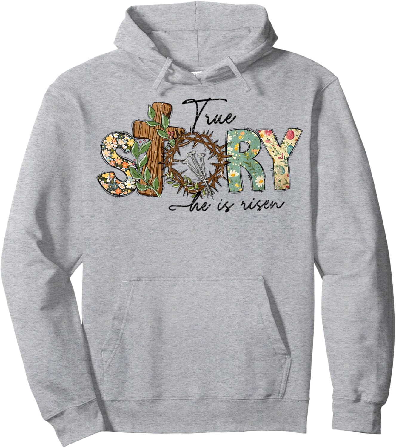 He Is Risen Cross Jesus Easter Day Christians True Story Hoodie - Hoodie | Ash