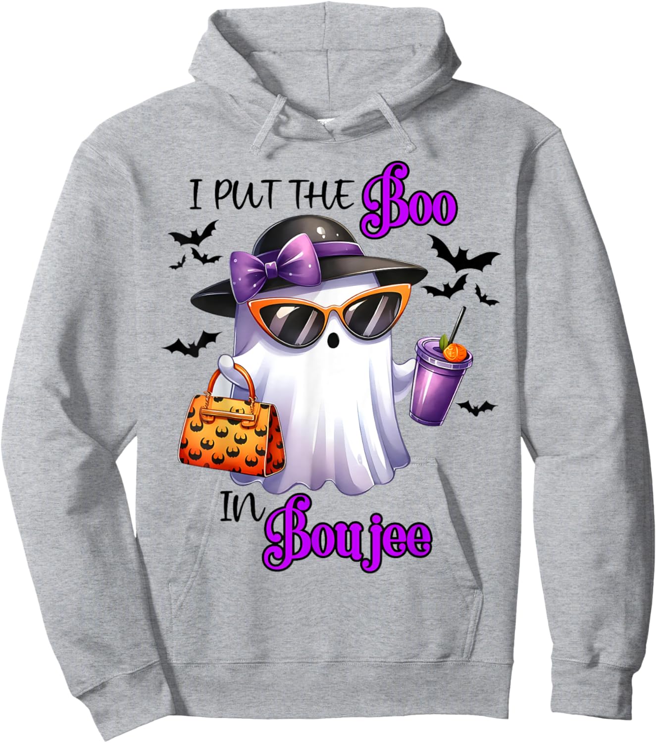 I Put The Boo In Boujee Ghost Halloween Cute Lady Ghost Hoodie - Hoodie | Ash