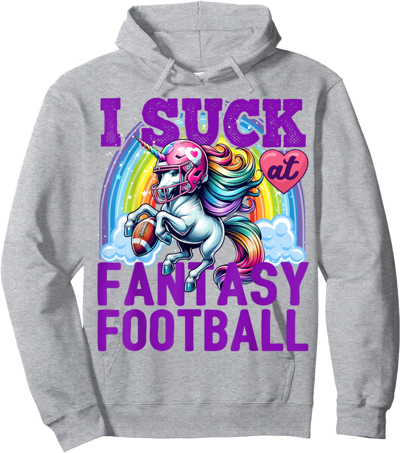 I Suck at Fantasy Football Unicorn Rainbow Loser Men Hoodie - Hoodie | Ash