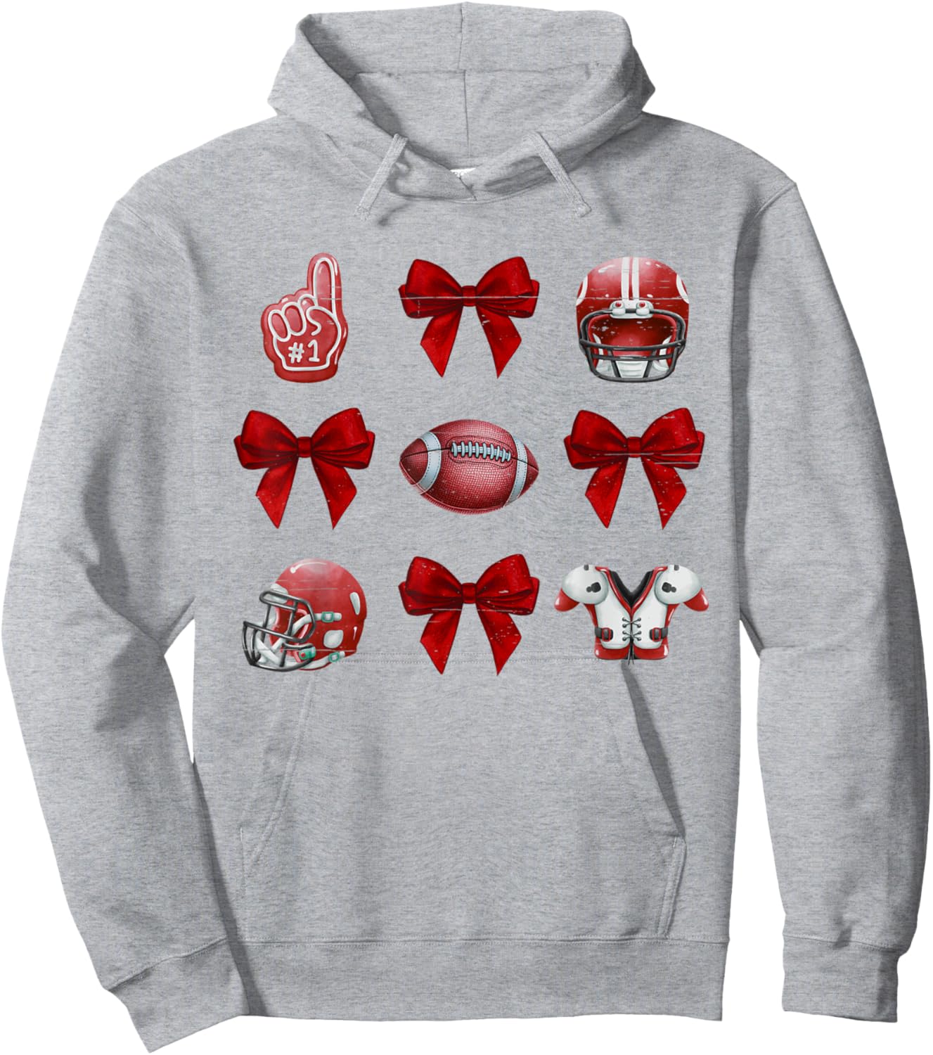 Vintage Coquette Bow Game Day American Football Player Coach Hoodie - Hoodie | Ash