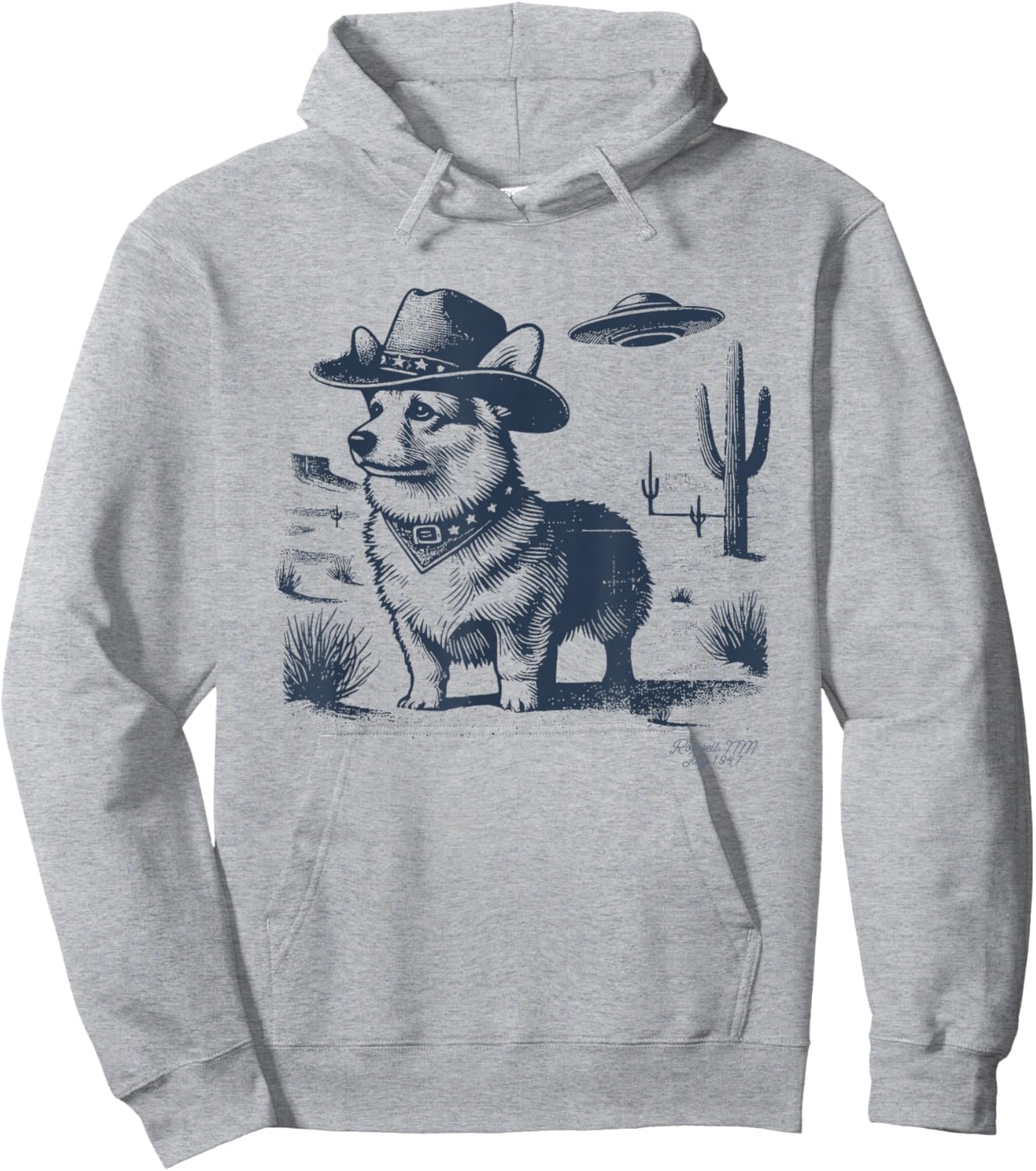 Corgi Cowboy, UFO Corgi Cowboy Hat, Corgi Mom, Corgi Dad Hoodie - Hoodie | Ash