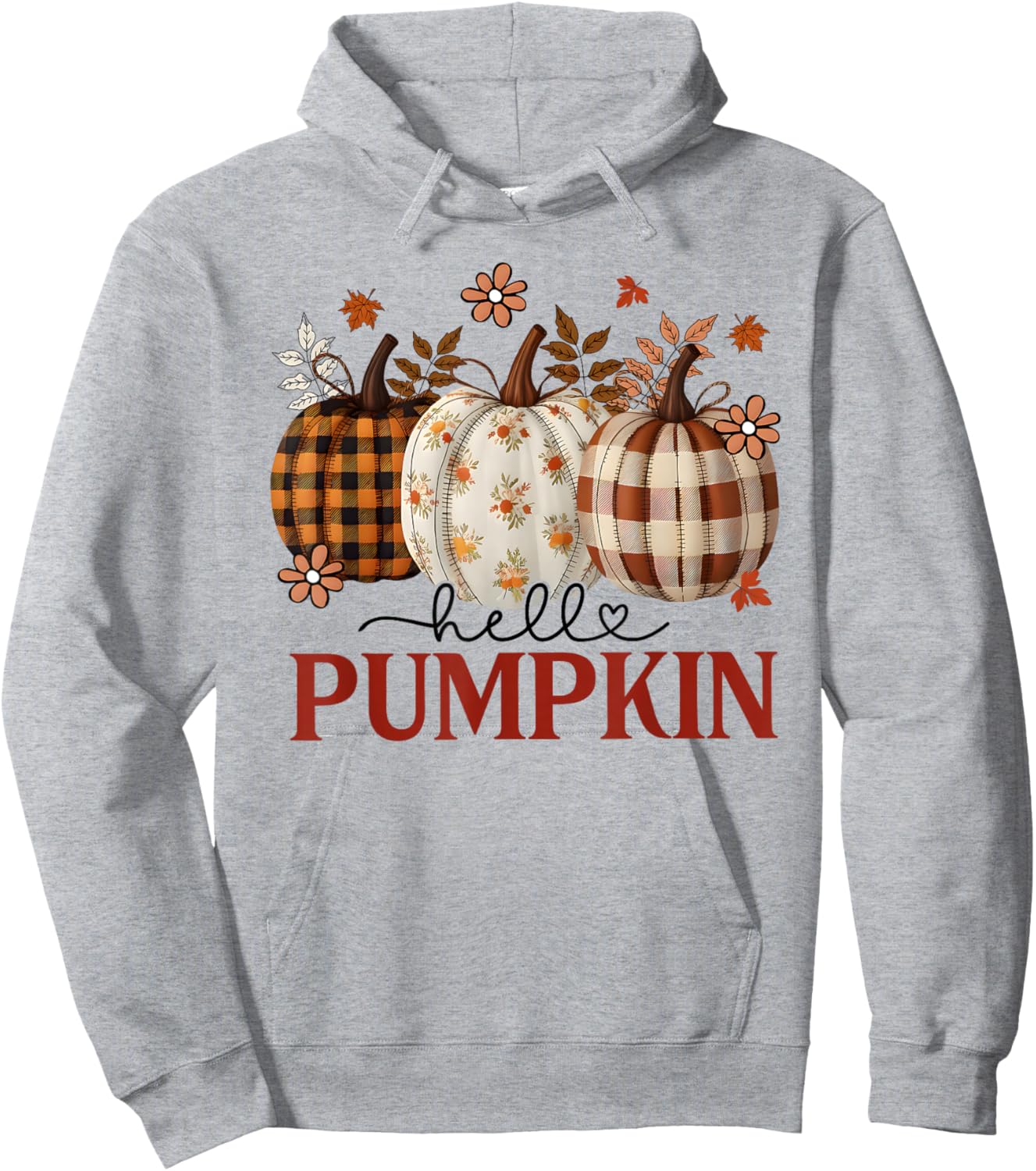Hello Pumpkin Leopard Print for Fall Thanksgiving Kid Hoodie - Hoodie | Ash