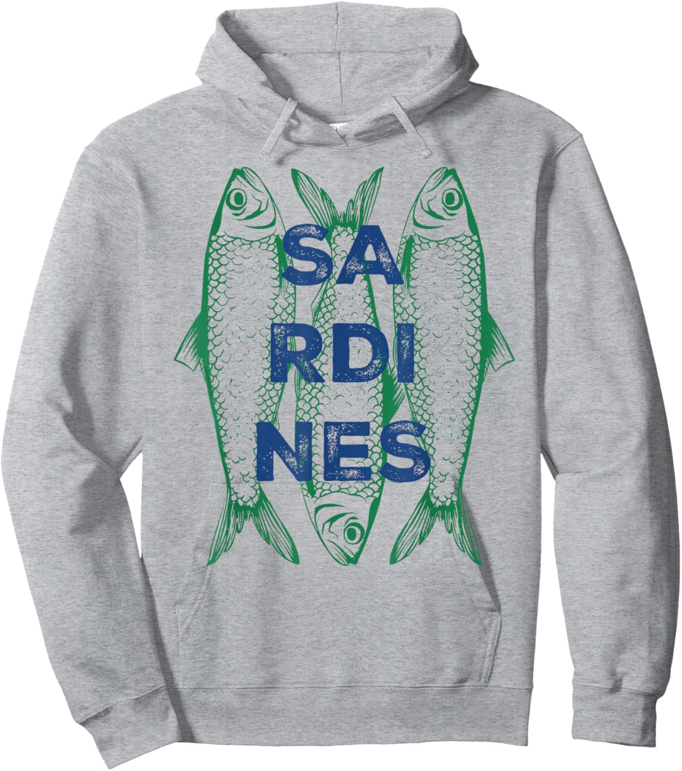 Sardines Retro Illustration Trio Minimalist Bold Typography Hoodie - Hoodie | Ash