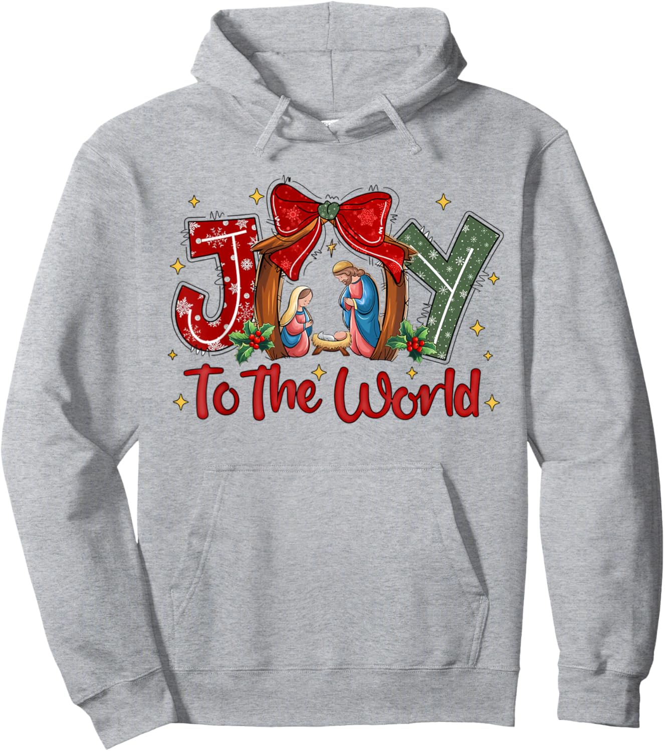 Joy To The World Christian Christmas Coquette Oh Holy Night Hoodie - Hoodie | Ash