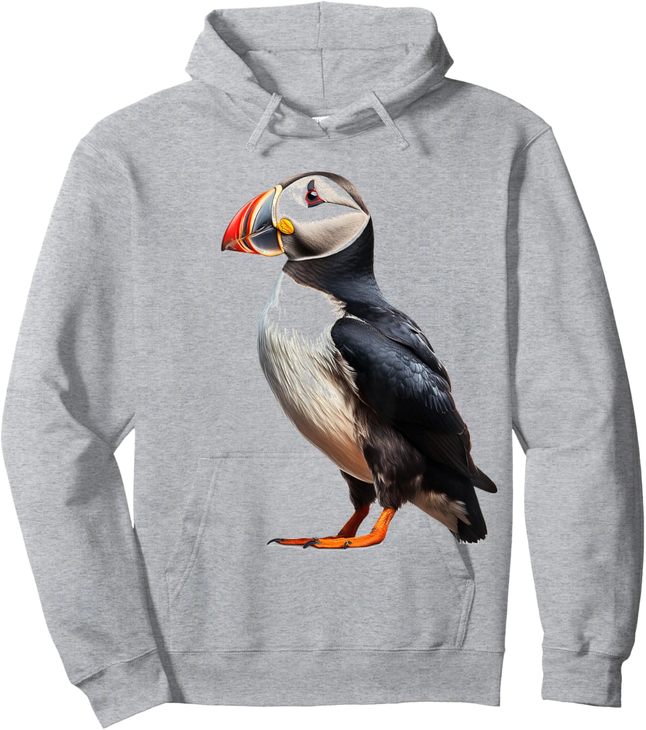 Puffin Animal Nature Motif Drawing Portrait Puffin Hoodie - Hoodie | Ash