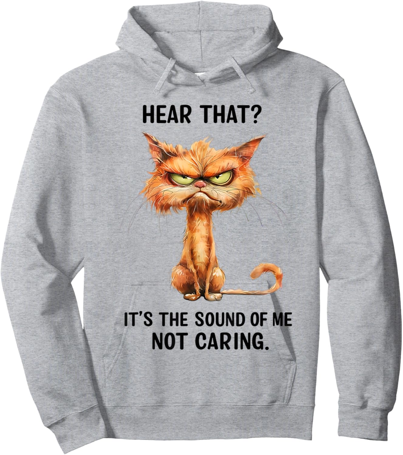 Angry Cat Funny Sarcastic Humor I Don't Care Funny Quote Hoodie - Hoodie | Ash