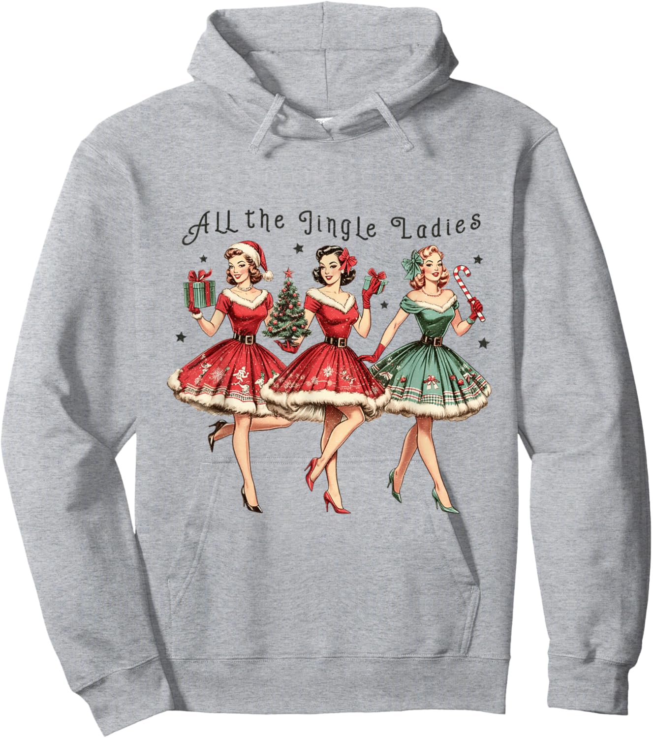 All The Jingle Ladies Funny Vintage Christmas Hoodie - Hoodie | Ash