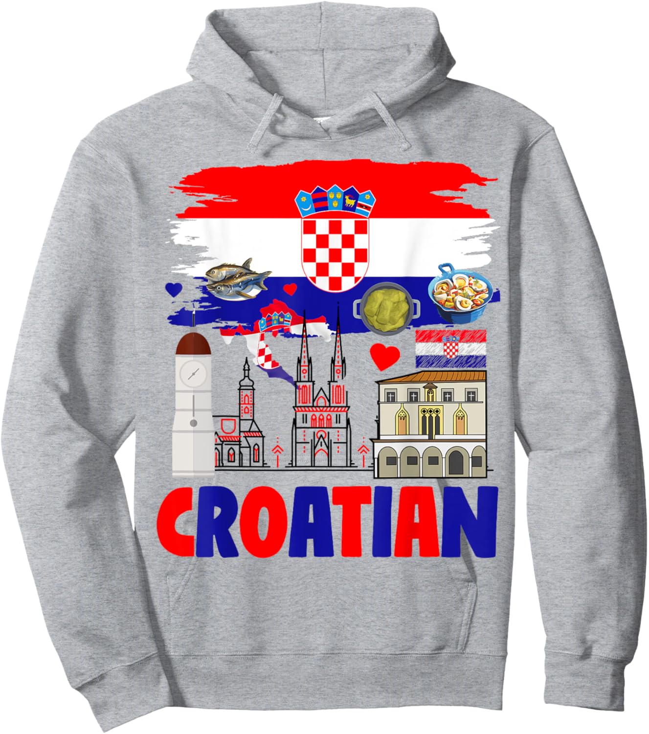 Croatian Flag Outfit Idea For Kids & Novelty Croatian Foodie Hoodie - Hoodie | Ash