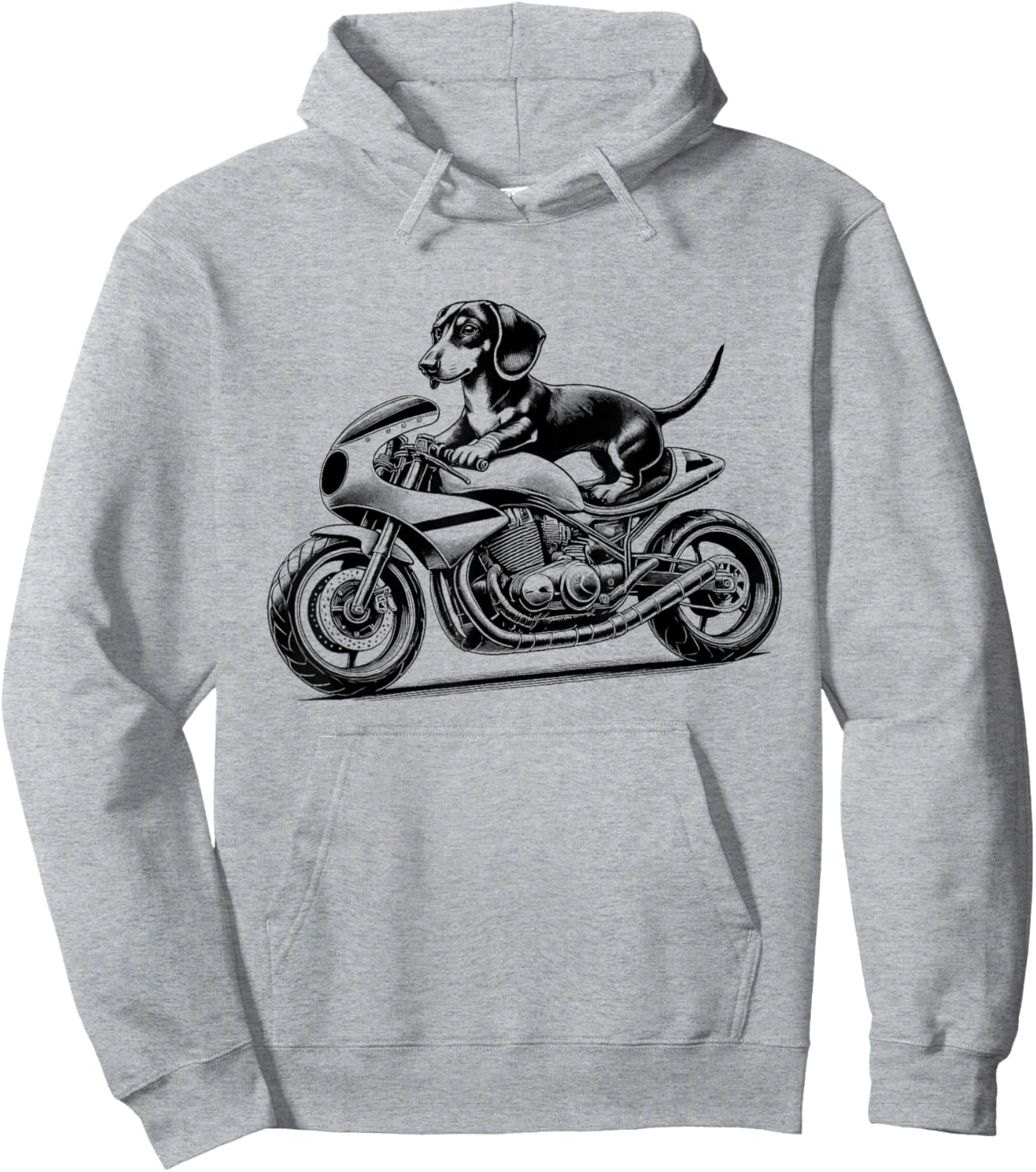 Cool Dachshund Riding a Motorcycle Biker Dog Lover Hoodie - Hoodie | Ash