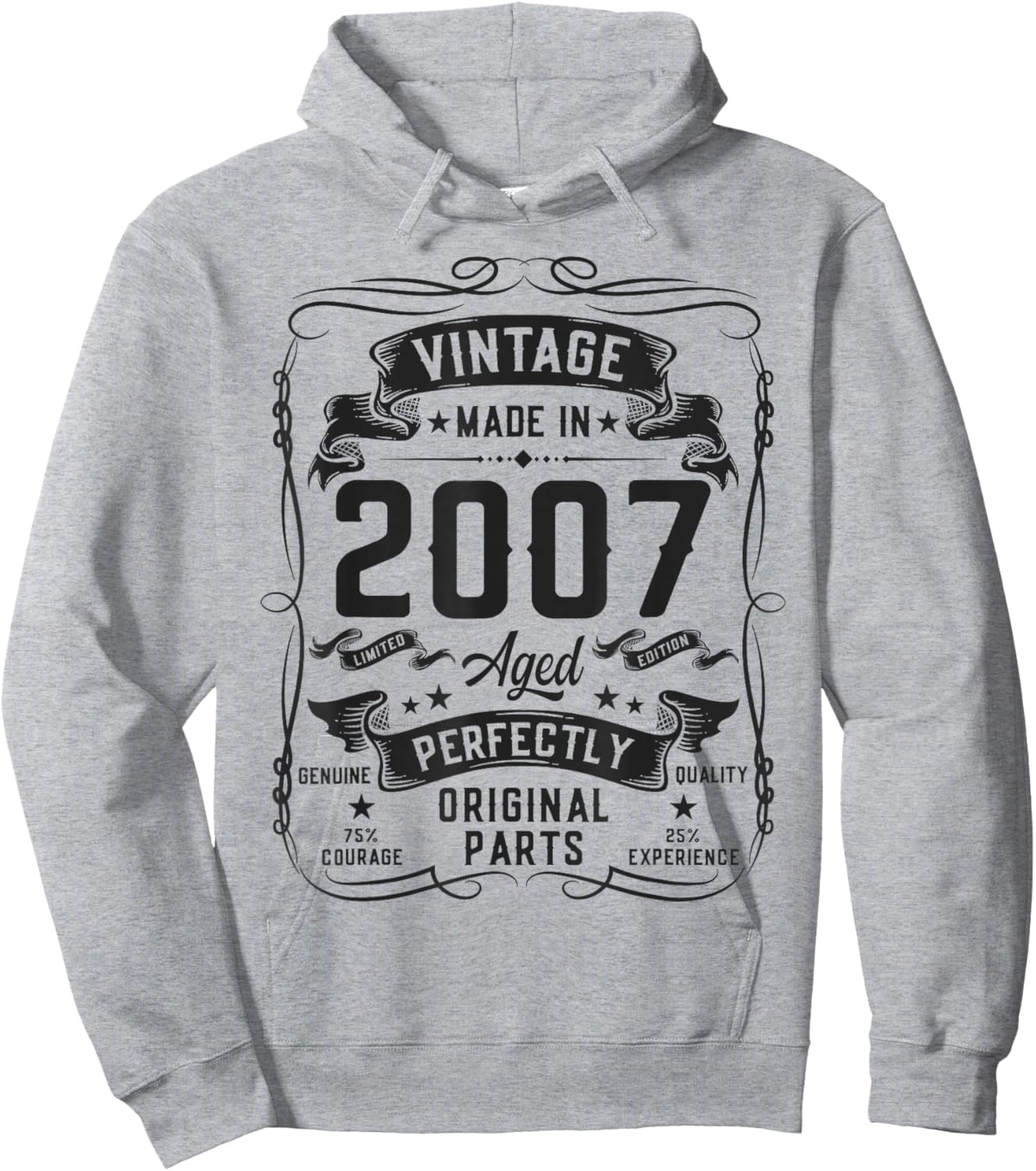 Vintage 2007 19yr 19th Birthday Gifts 19 Years Old Hoodie - Hoodie | Ash