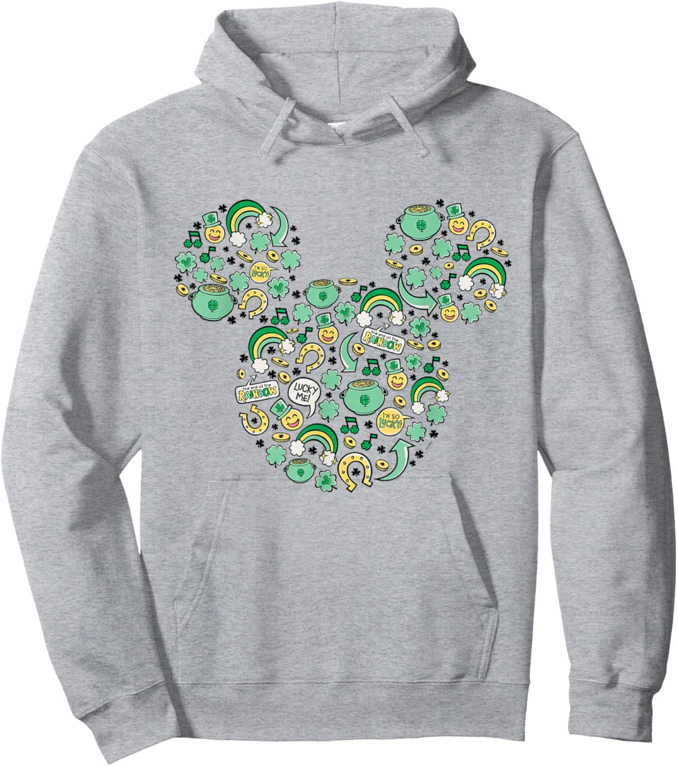 Disney Mickey Mouse St. Patrick's Day Lucky Icons Face Shape Hoodie - Hoodie | Ash