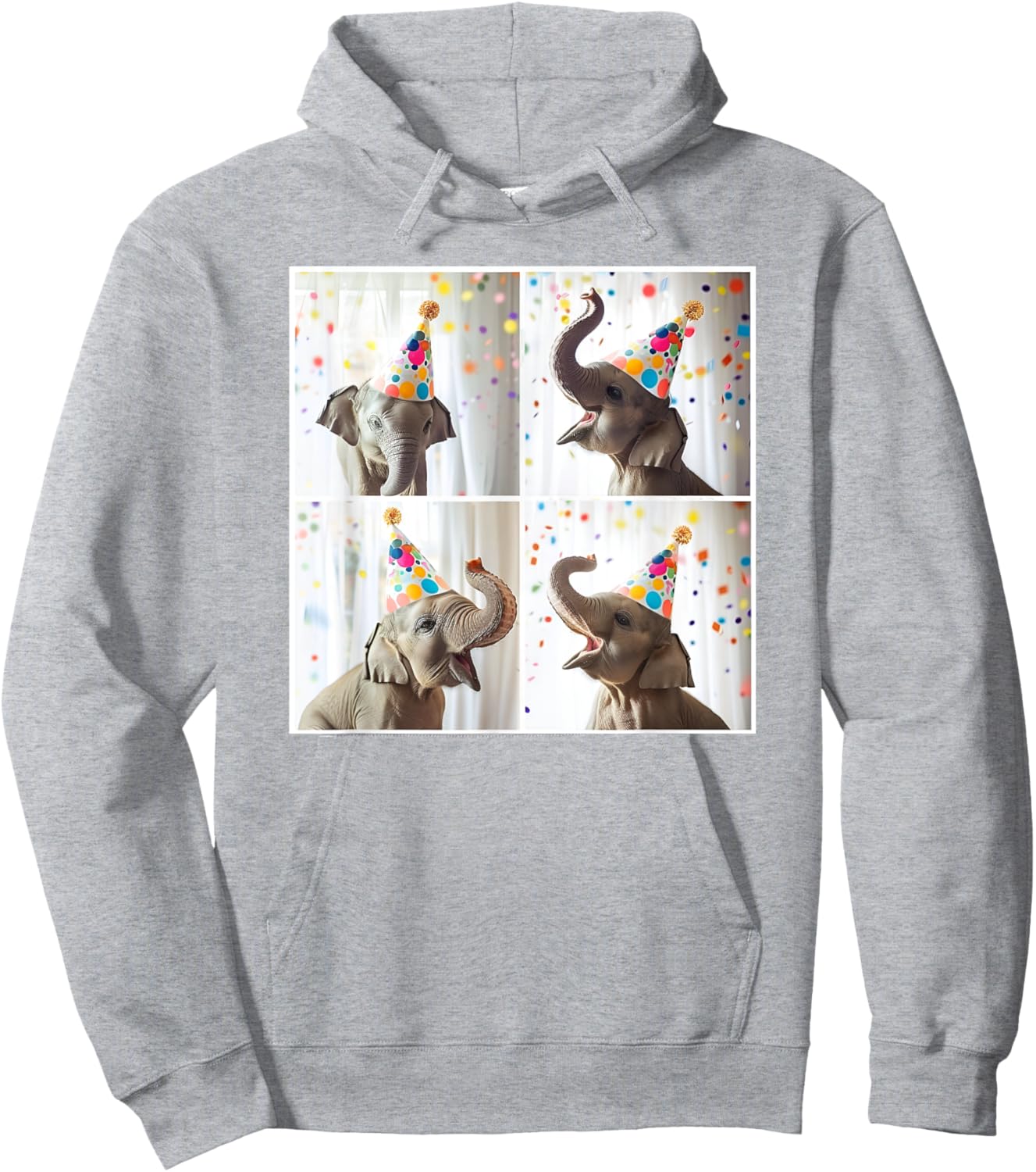 Baby Elephant Colorful Birthday Celebration Safari Animal Hoodie - Hoodie | Ash