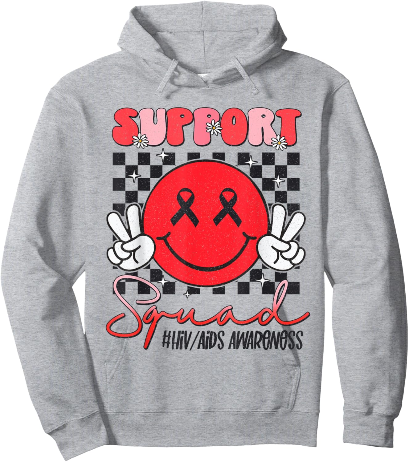 Aids Support Smile Face World Aids Day Hiv Aids Awareness Hoodie - Hoodie | Ash