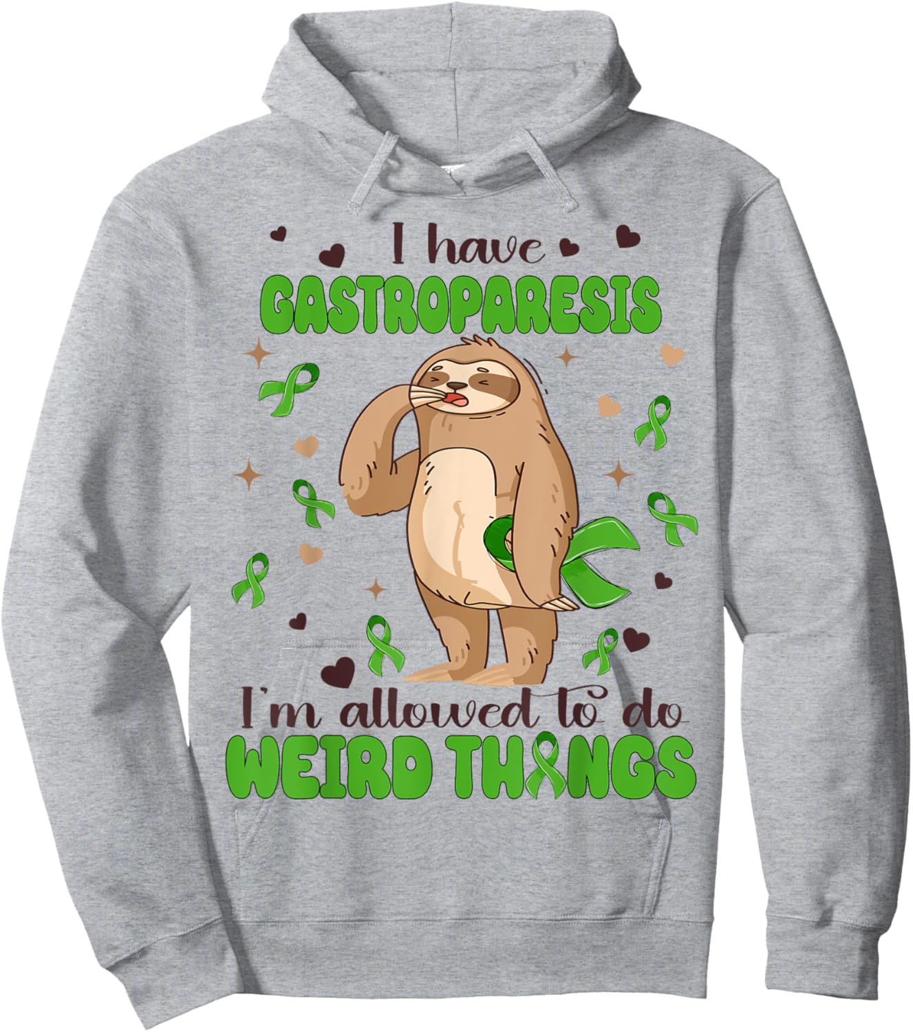 I Have Gastroparesis Tired Sloth Gastroparesis Awareness Hoodie - Hoodie | Ash