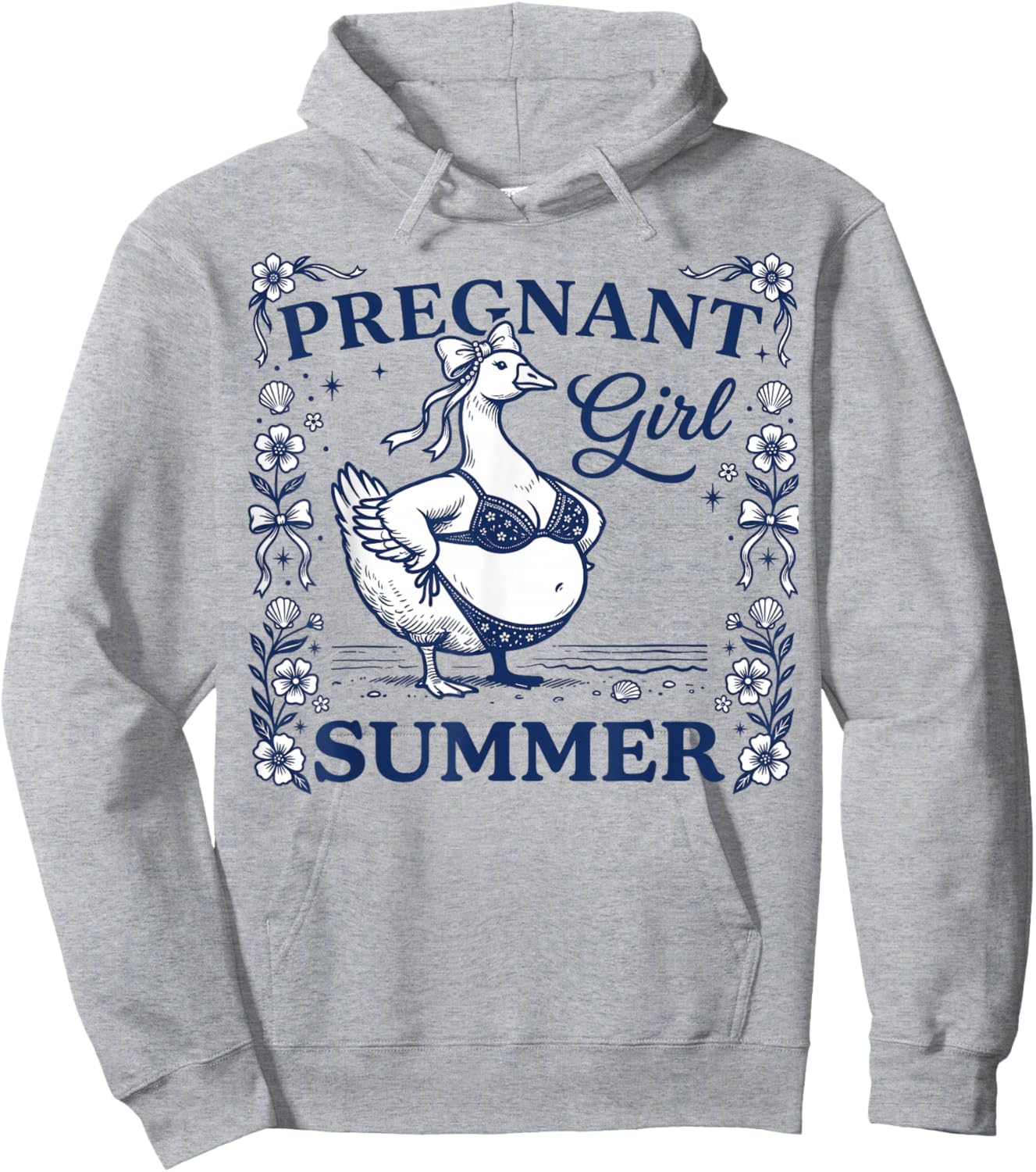 Funny Maternity Mom Pregnant Girl Summer Goose Hoodie - Hoodie | Ash